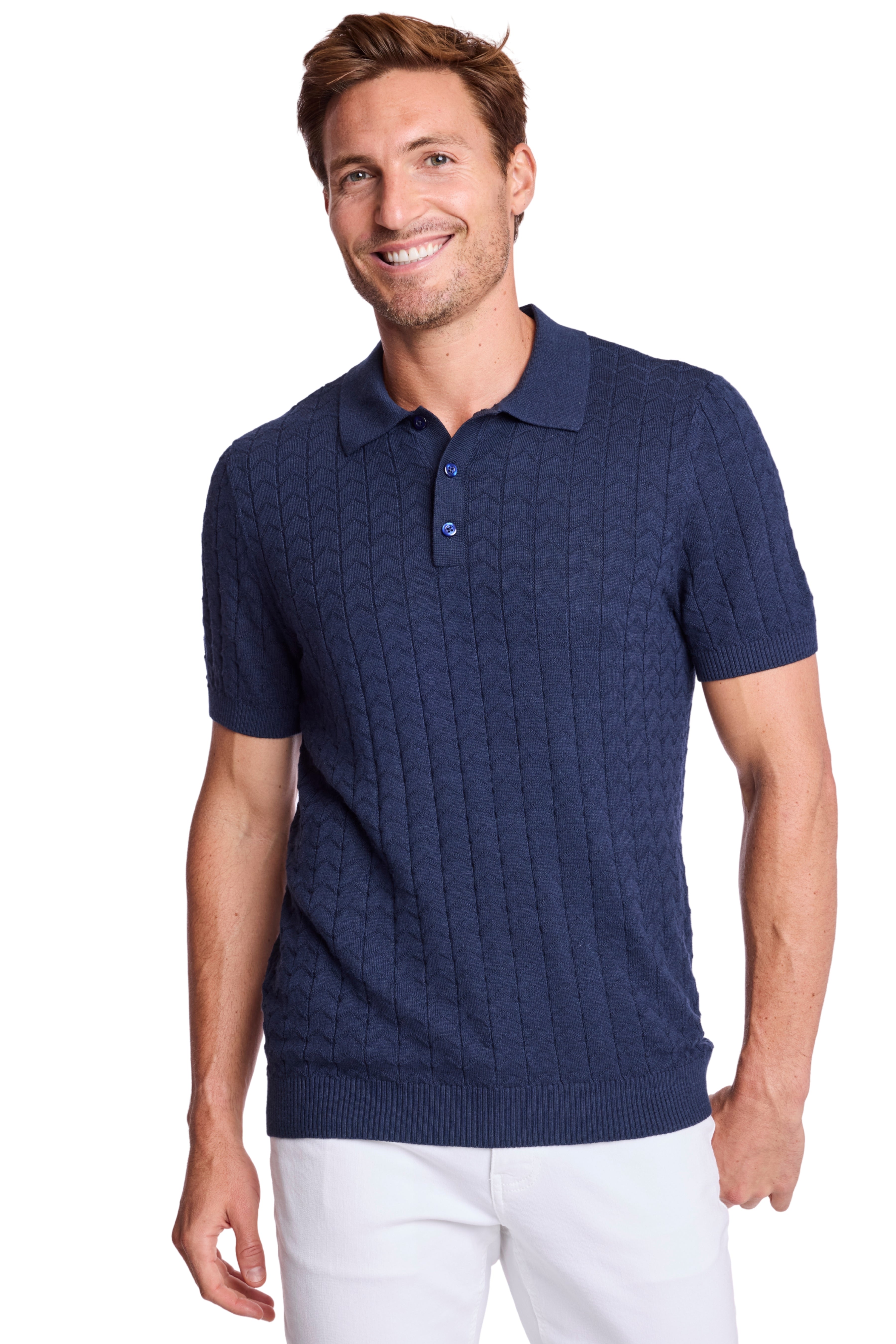 3 Button Polo - Crisp Navy