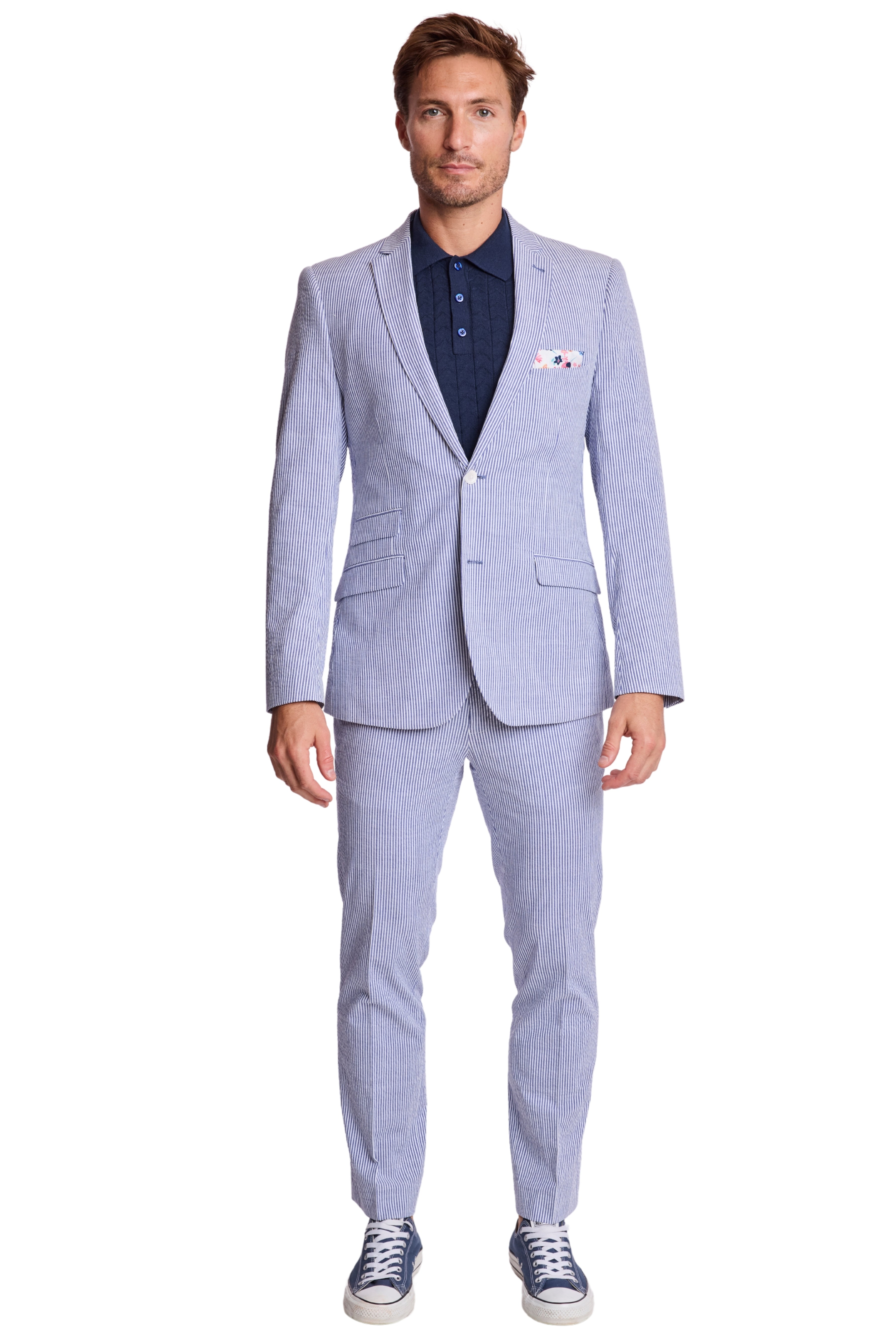 Dover Notch Jacket - slim - Blue Quartz Seersucker