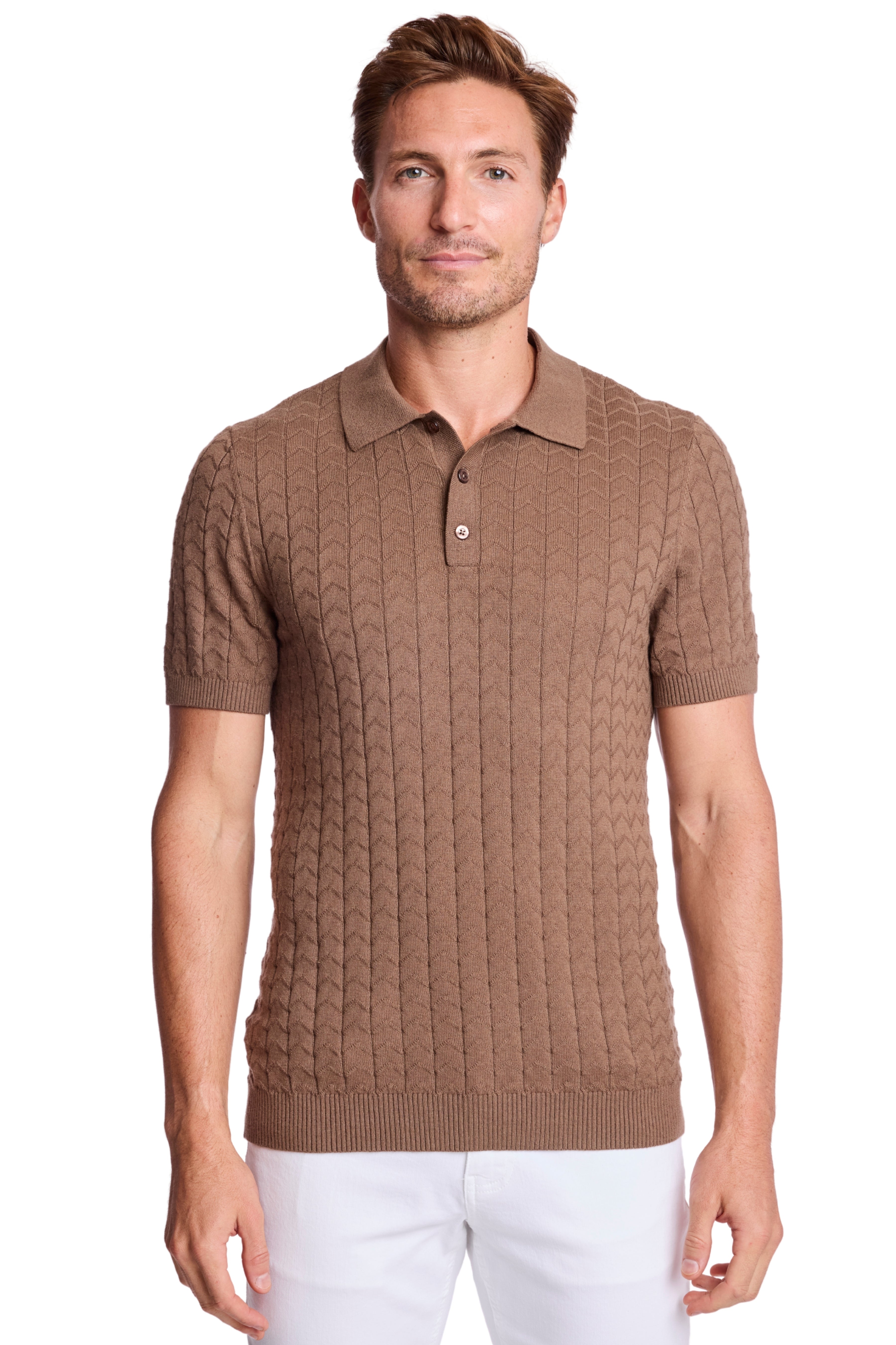 3 Button Polo - Maple Bacon