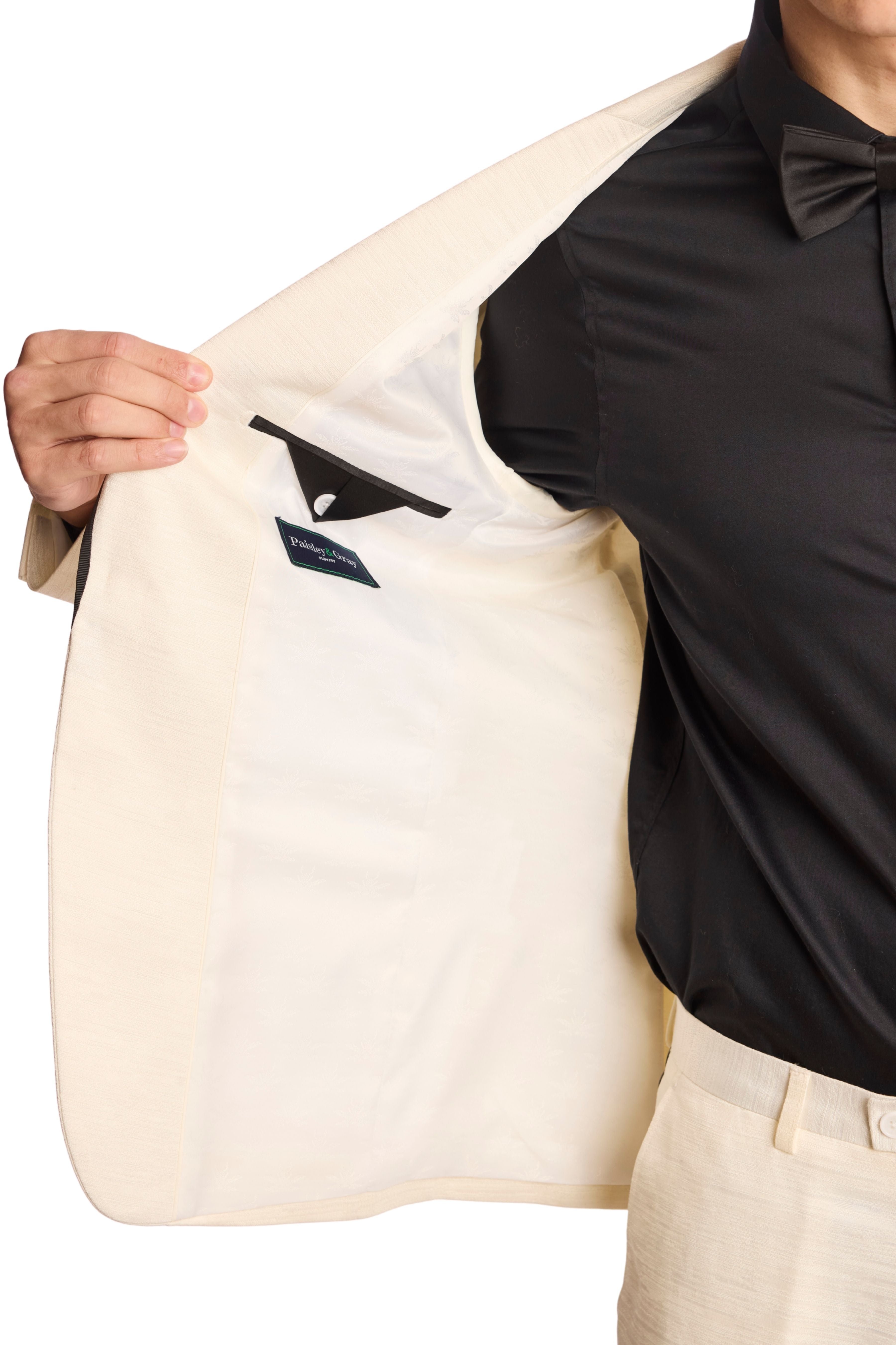 Grosvenor Peak Tux Jacket - slim - Milk White Jacquard