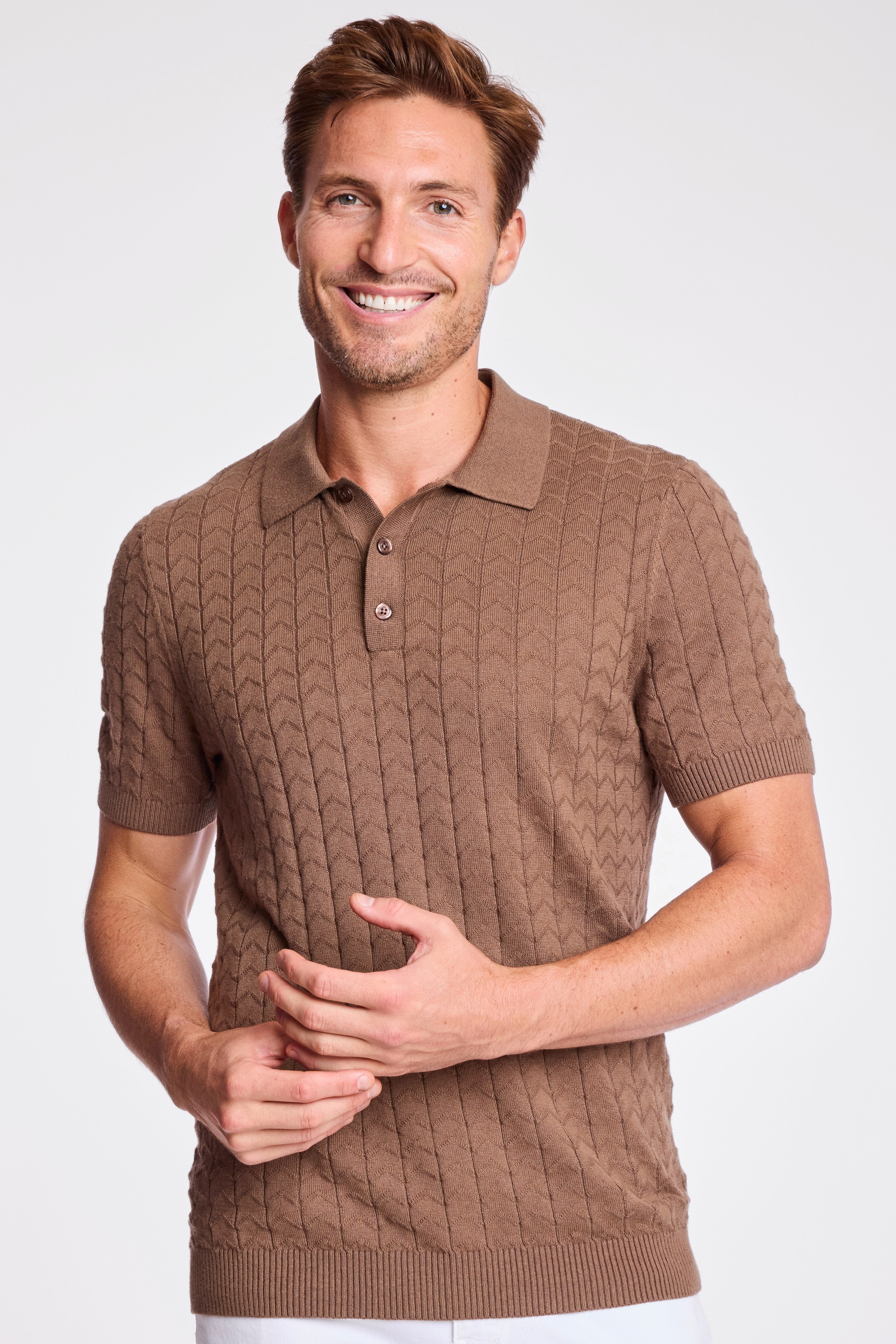 3 Button Polo - Maple Bacon