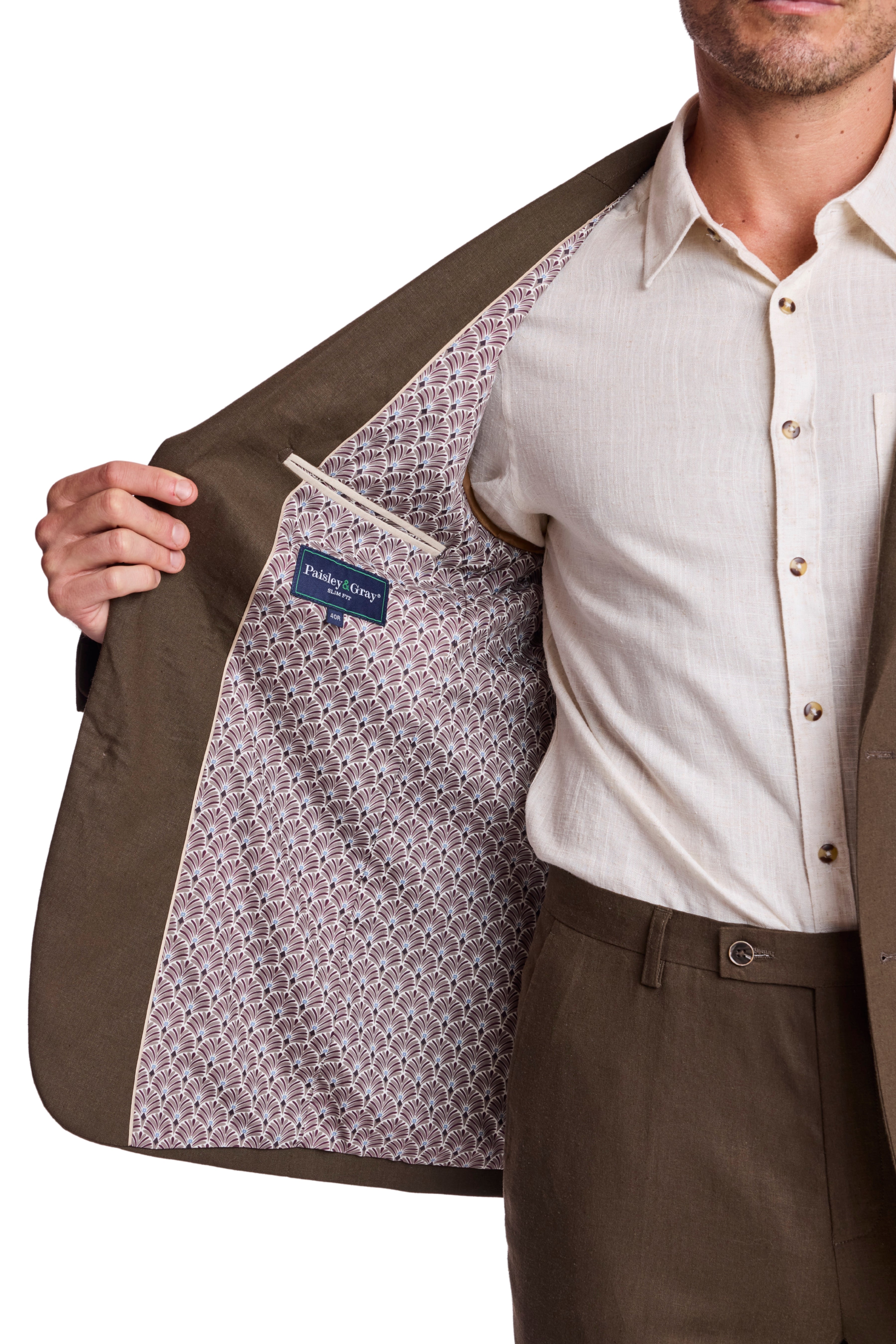 Dover Notch Jacket - slim - Ganache Dark Brown Linen