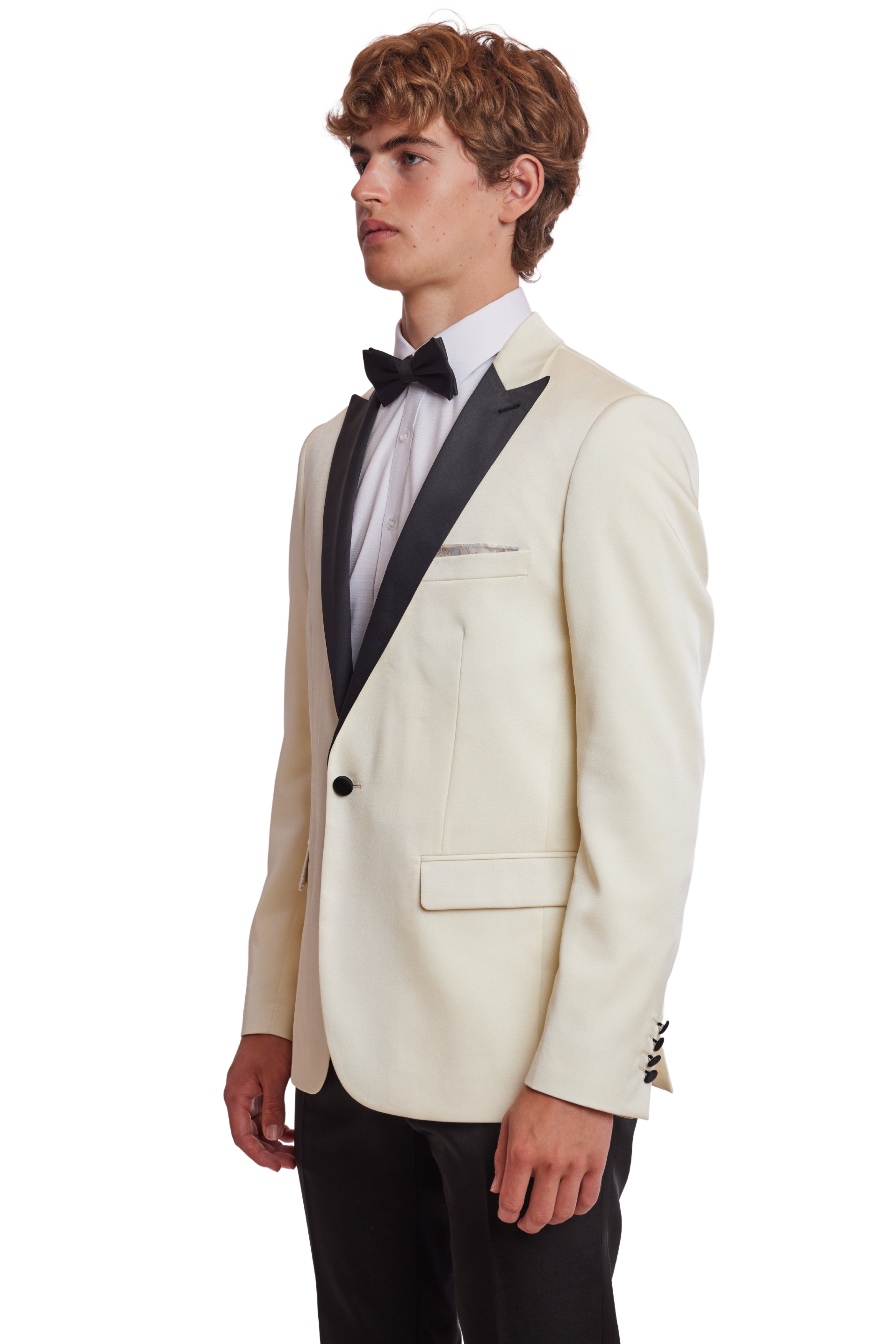 Grosvenor Peak Tux Jacket - slim - Ivory & Black