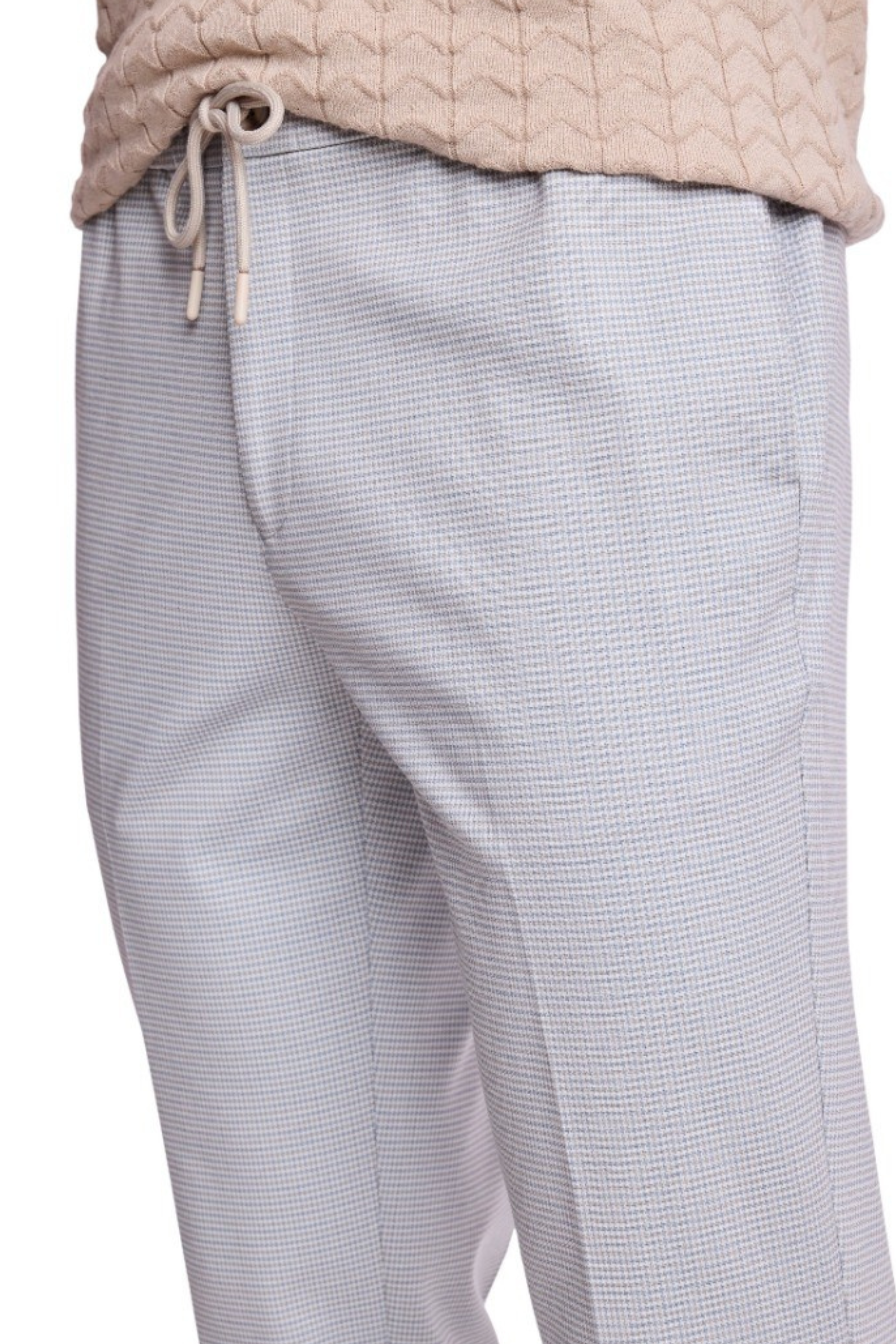 Chester Drawstring Pants - slim - Steel Puddle Knit Houndstooth