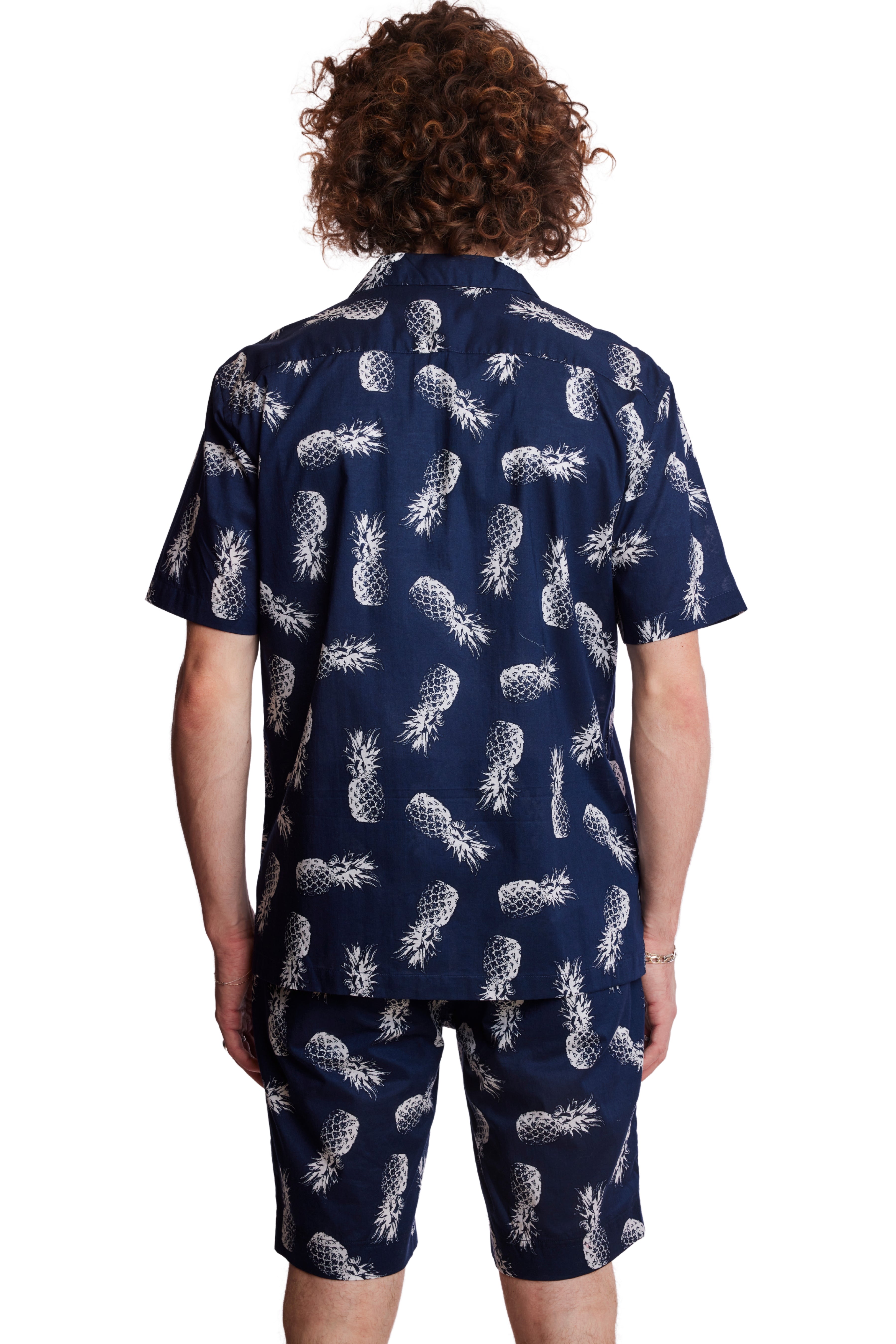 S/S Camp Collar Shirt - Navy Pineapple