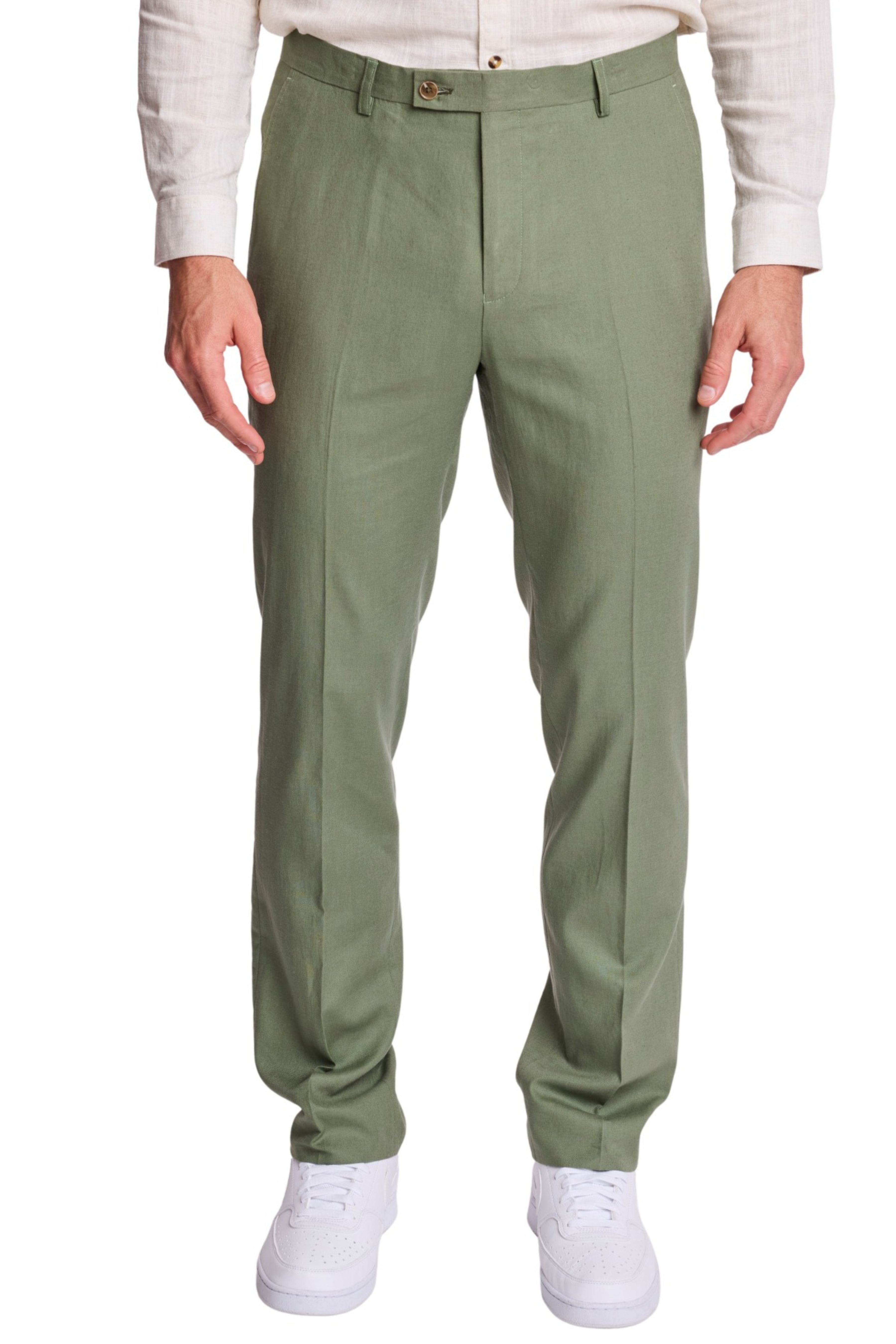 Downing Pants - slim - Olivine Green Linen