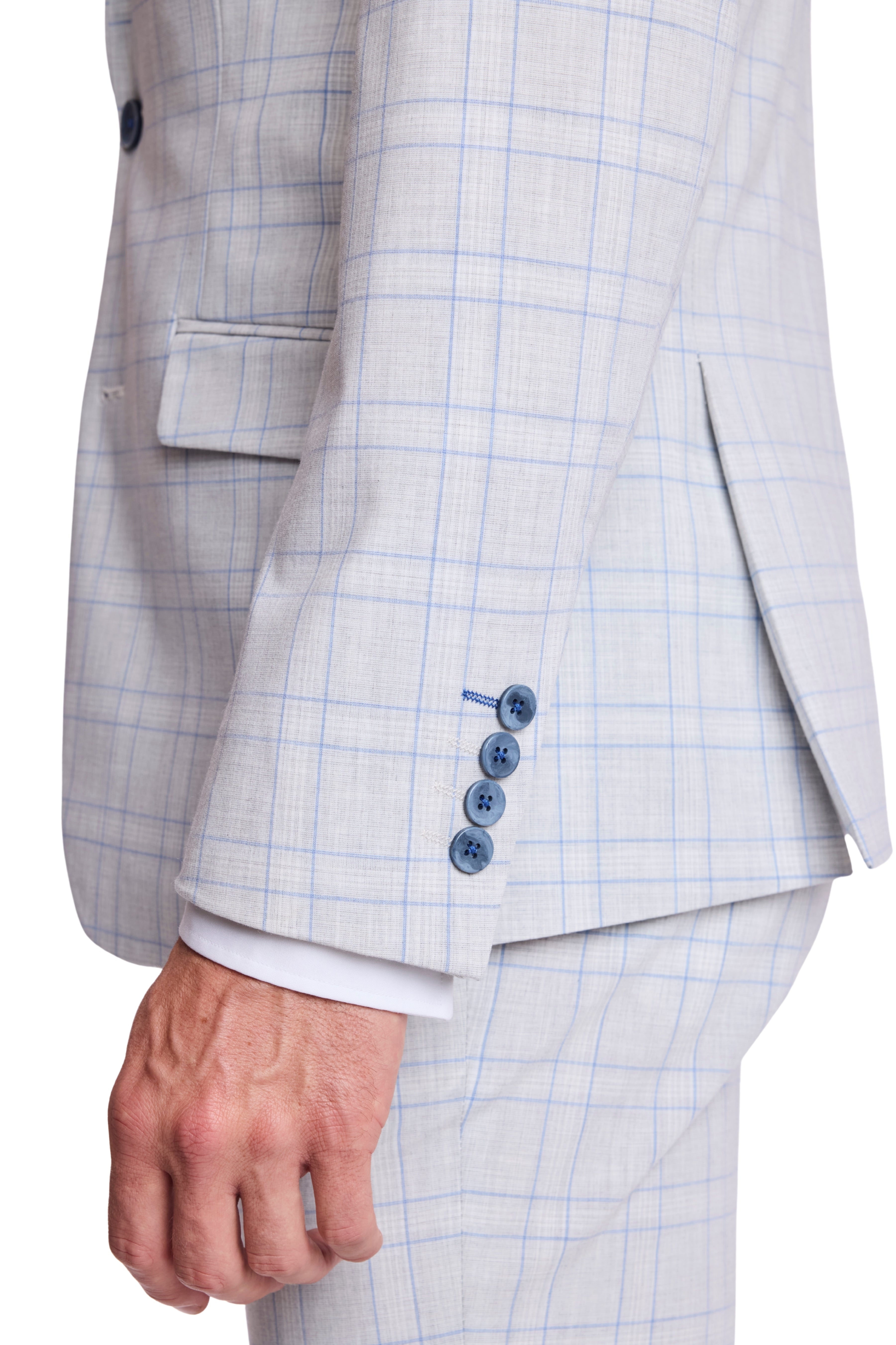 Dover Notch Jacket - slim - Grey Blue Check