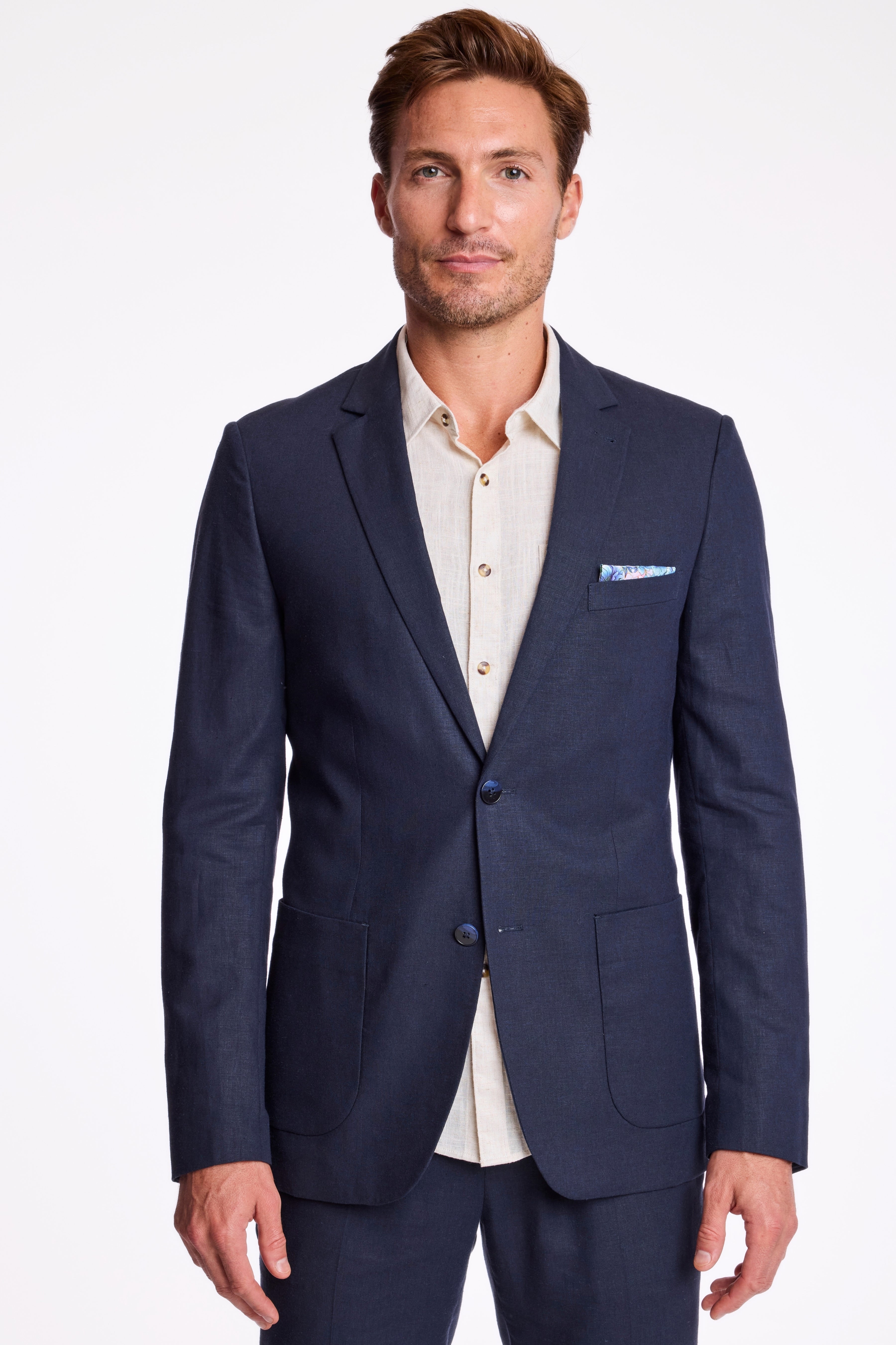 Dover Notch Jacket - slim - Crisp Navy Linen