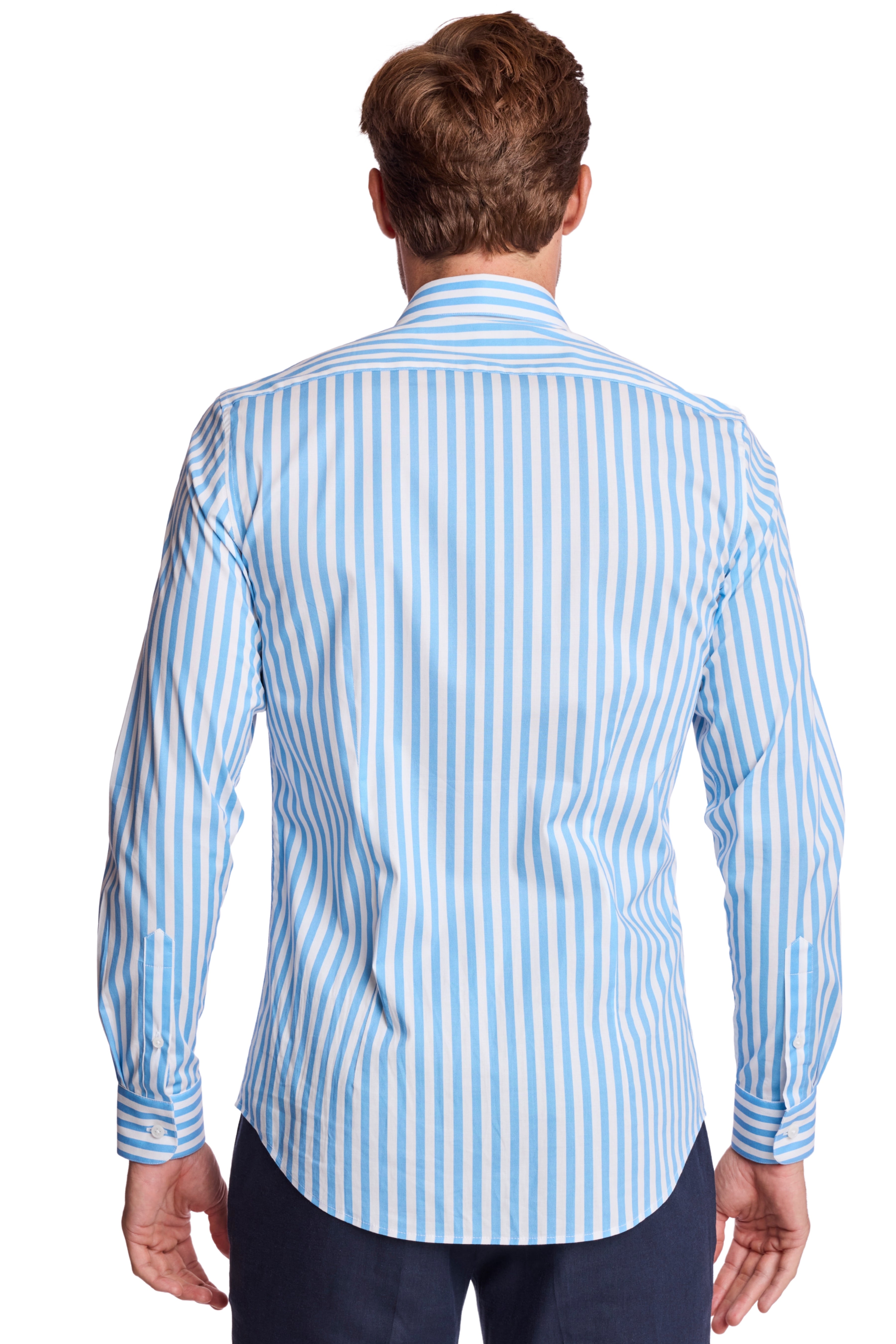 Parker Pointed Collar Shirt - Lt Blue White Stripes