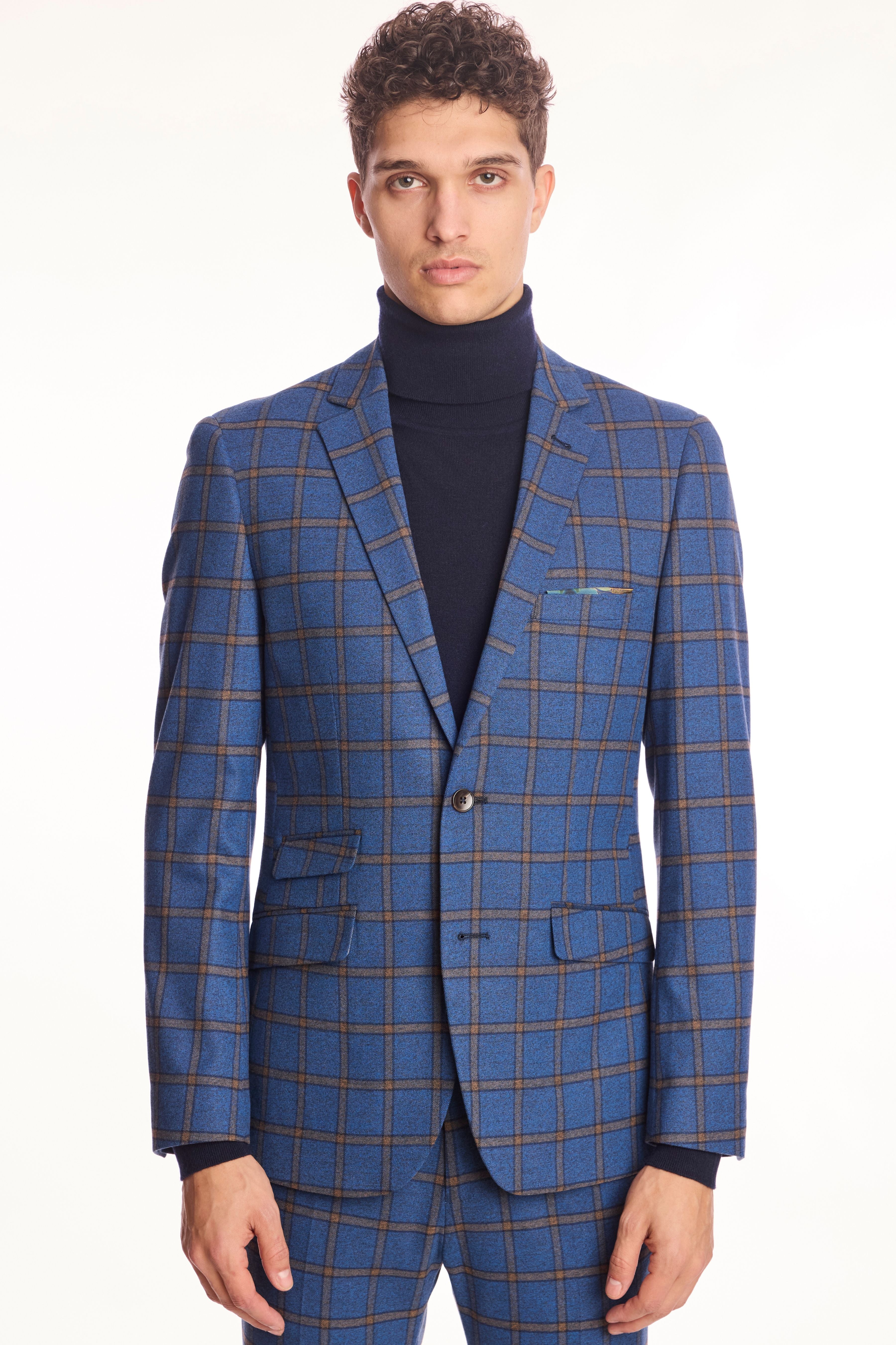 Dover Notch Jacket - slim - Blue Yellow Windowpane