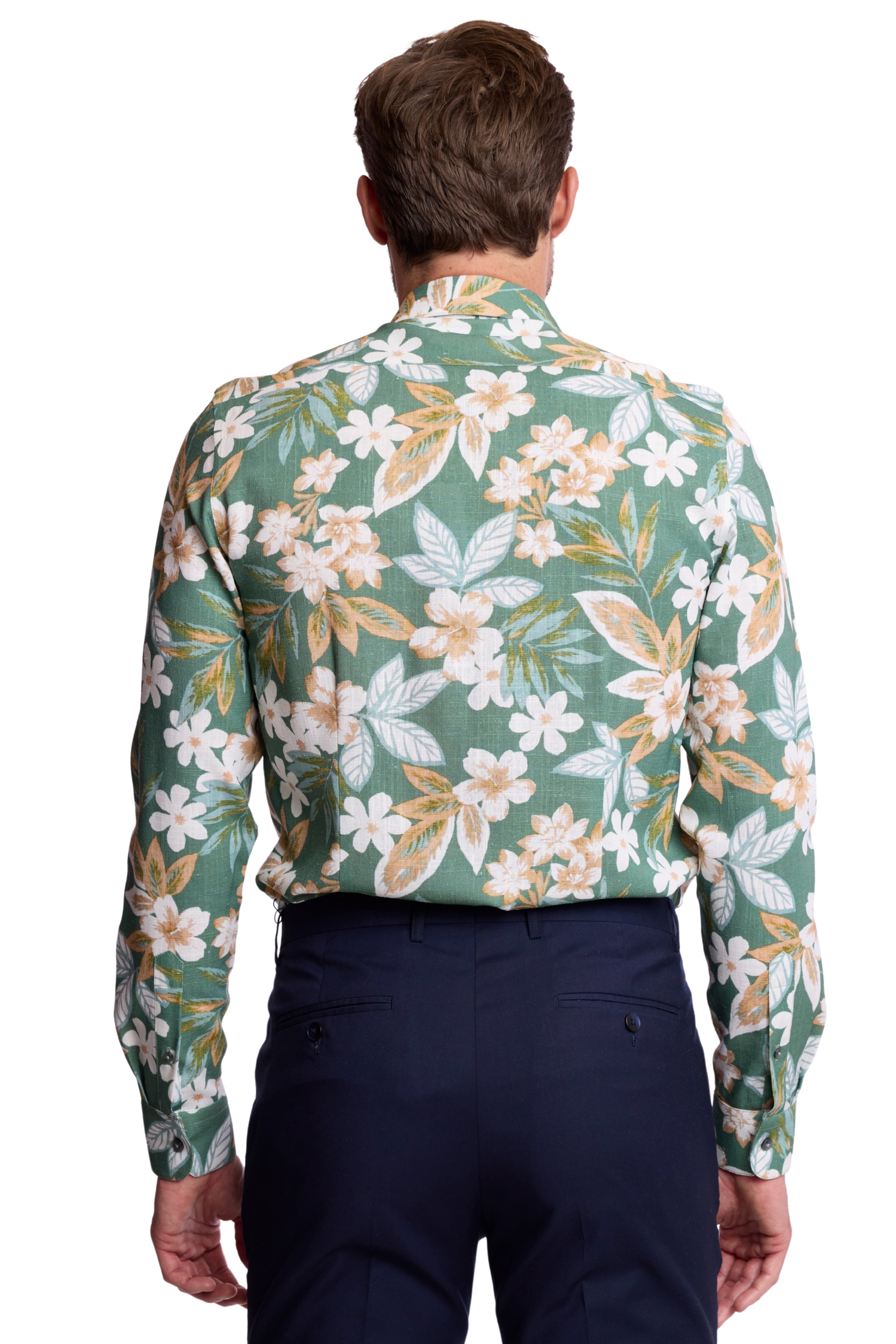 Parker Pointed Collar Shirt - Emerald Floral