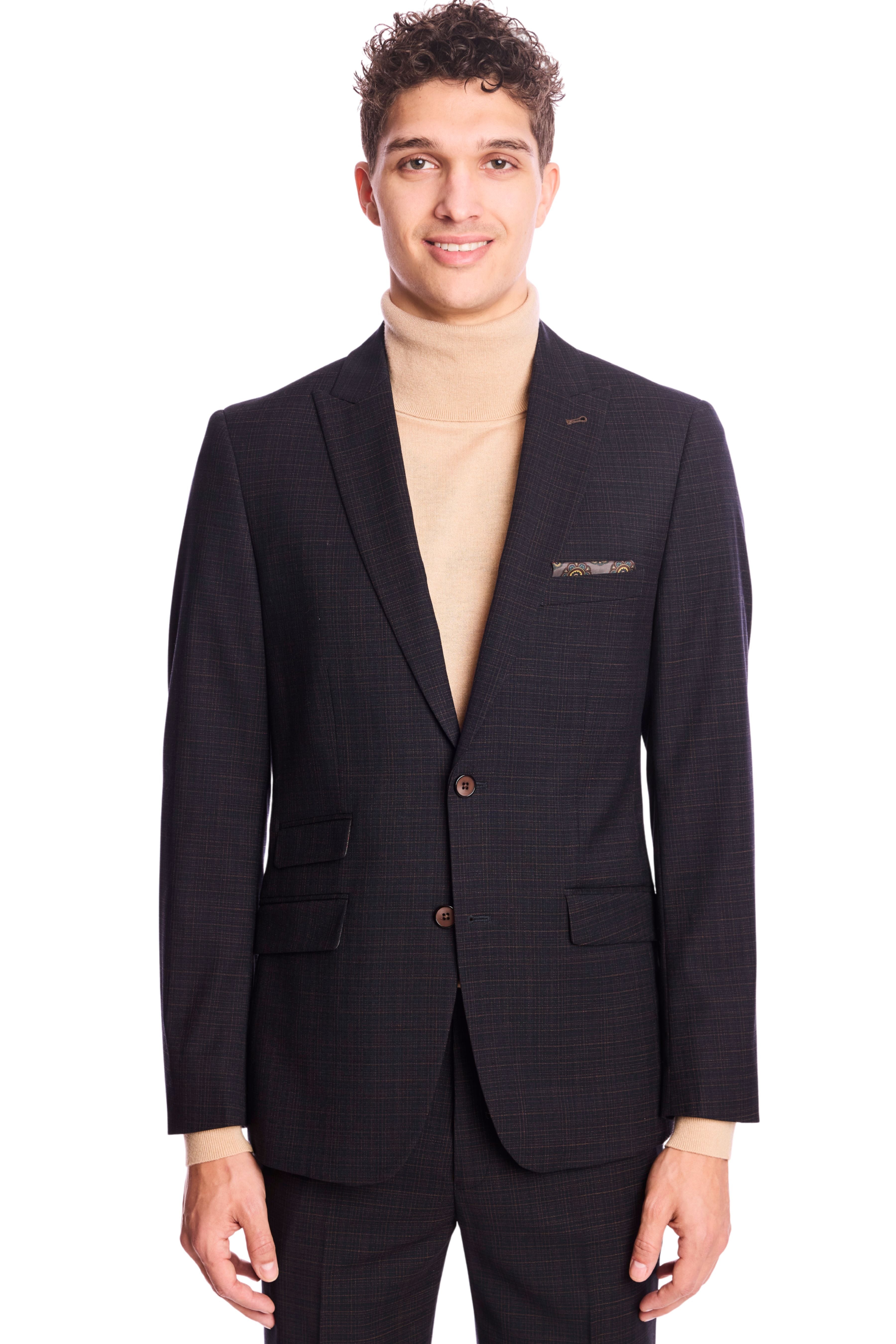 Ashton Peak Jacket - slim - Blue Camel Grid