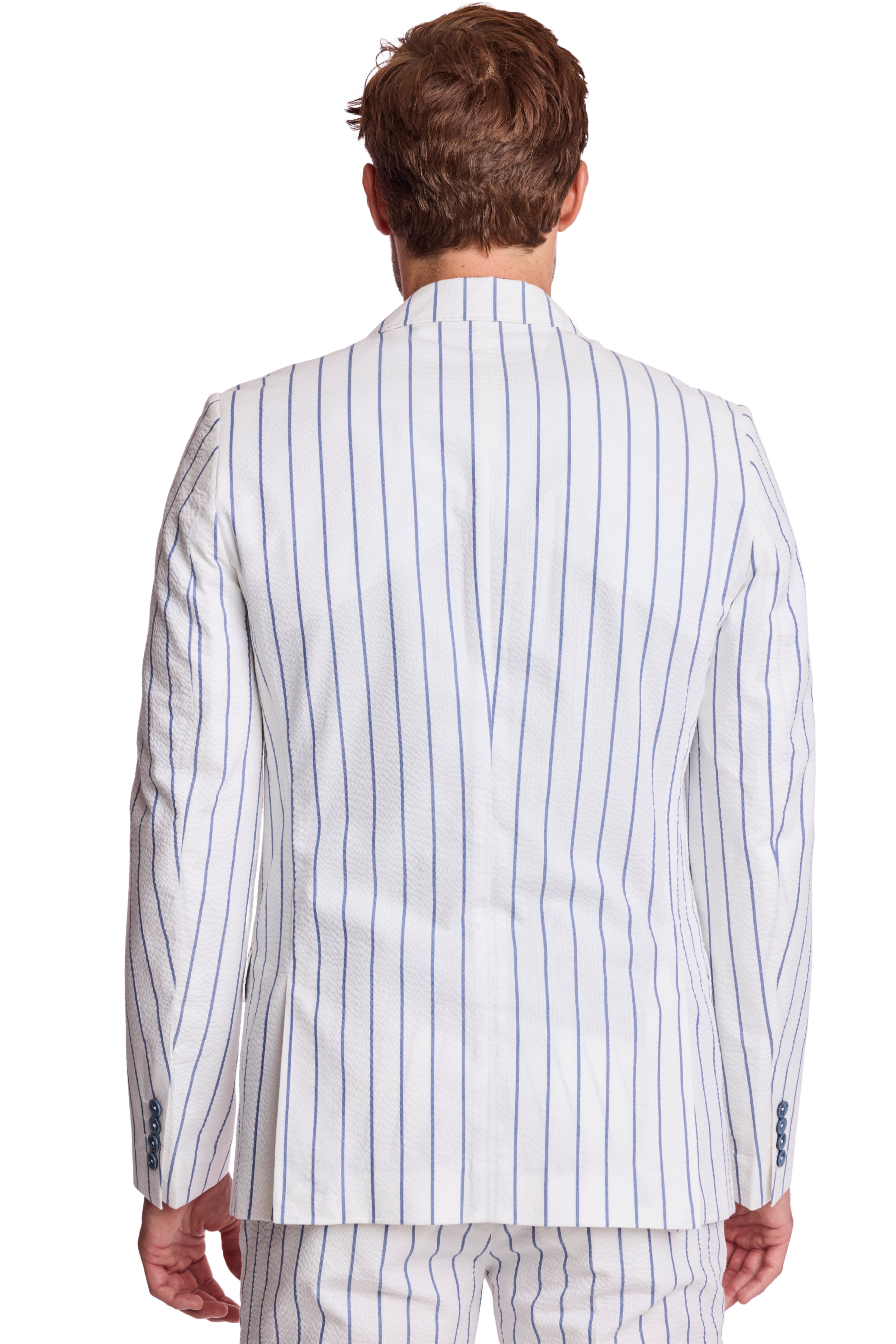 Ashton Peak Jacket - slim - White Seersucker Blue Stripe