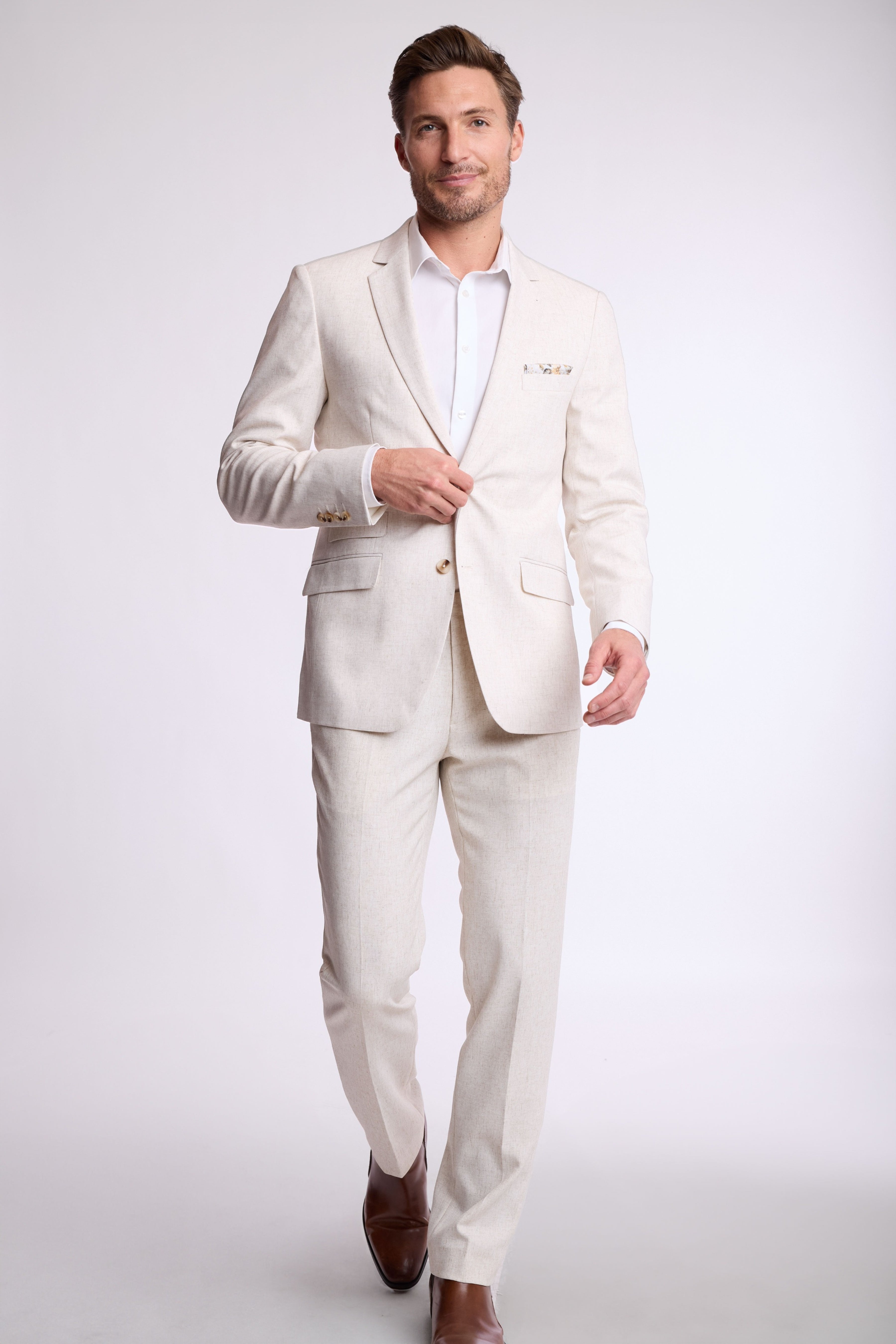 Dover Notch Jacket - slim - Oat Linen Blend