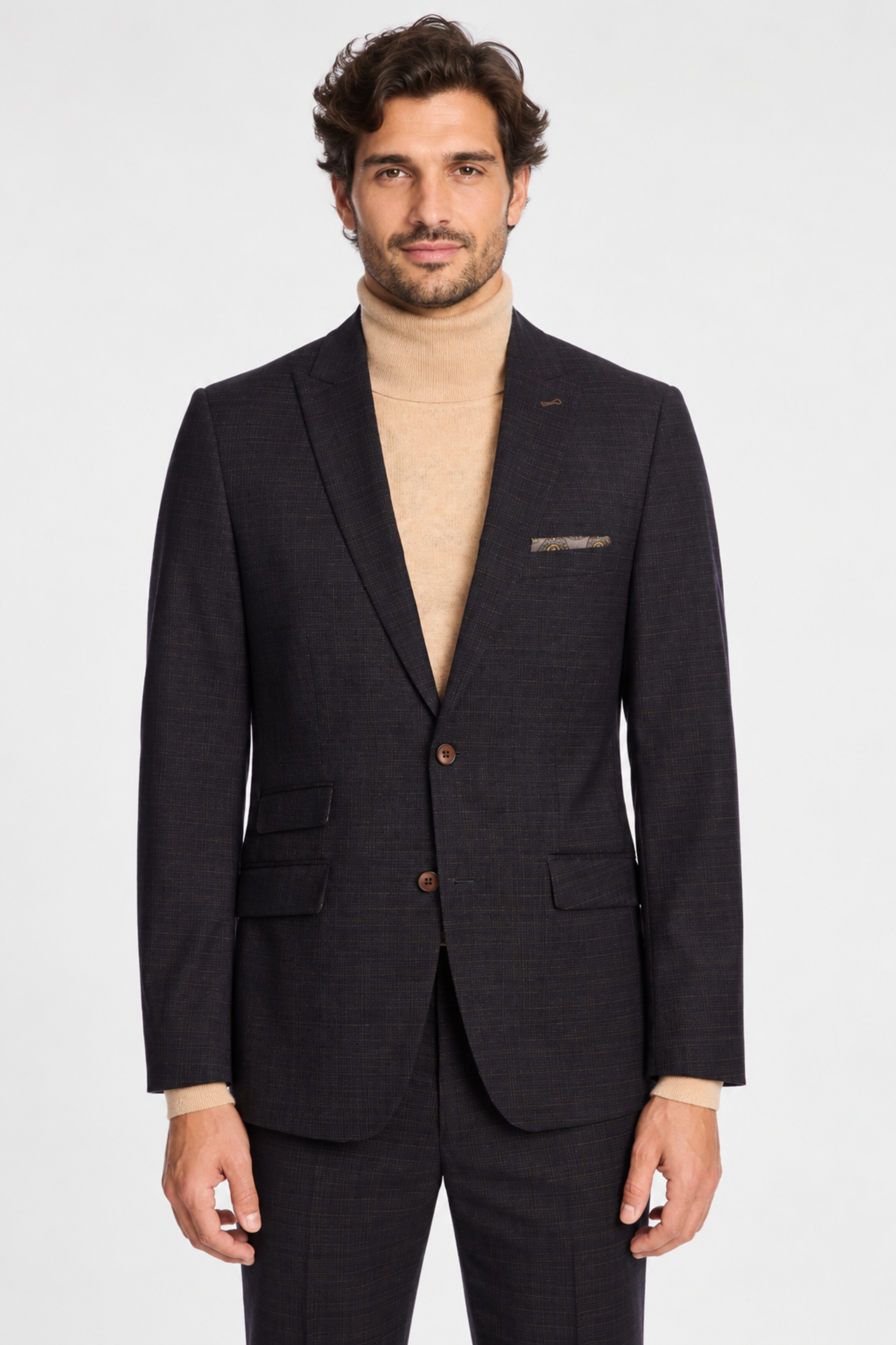 Ashton Peak Jacket - slim - Blue Camel Grid