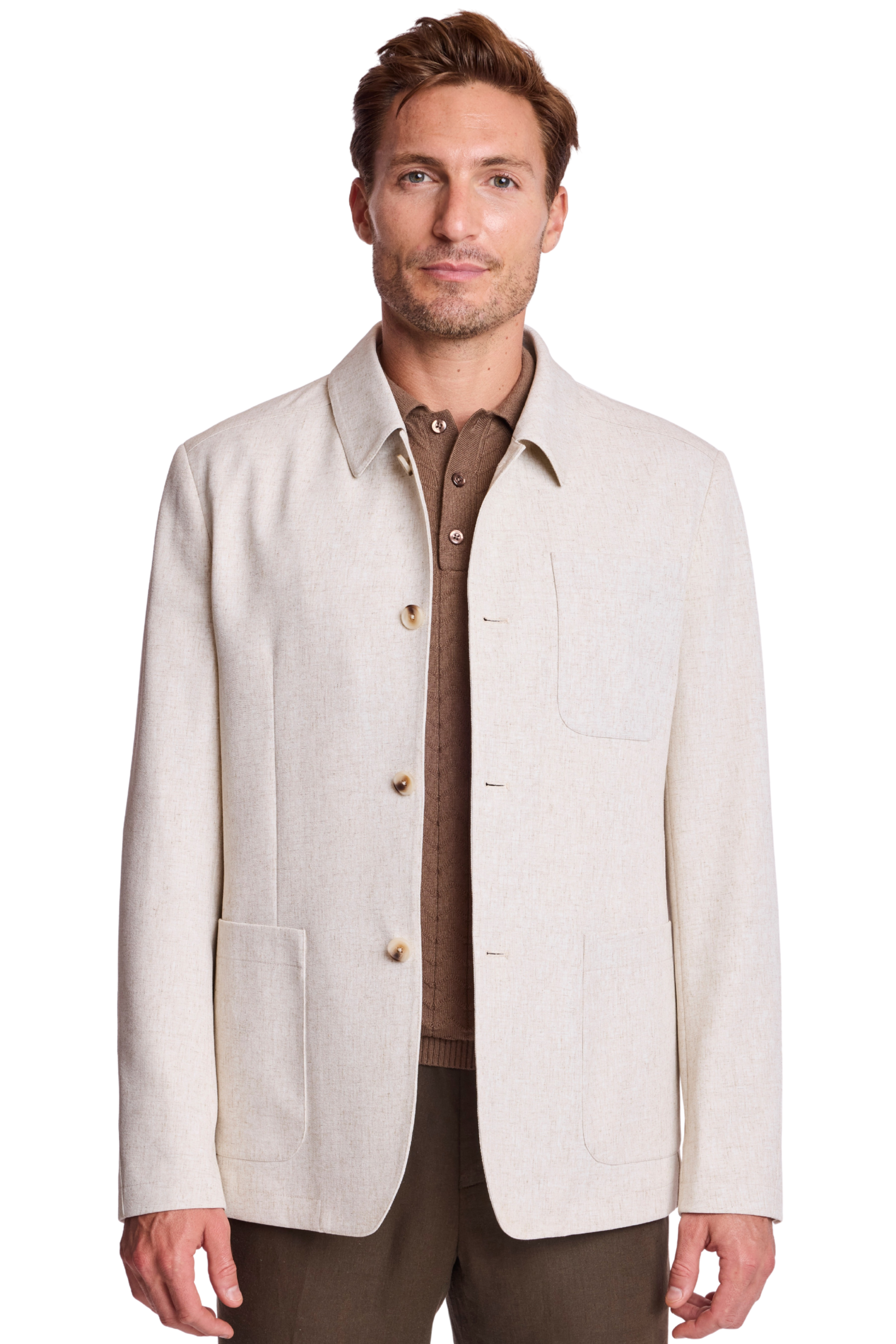 New City Button Up Jacket - Oat Linen Blend