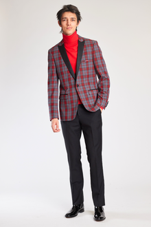  Grosvenor Peak Tux Jacket - slim - Red Char Tartan