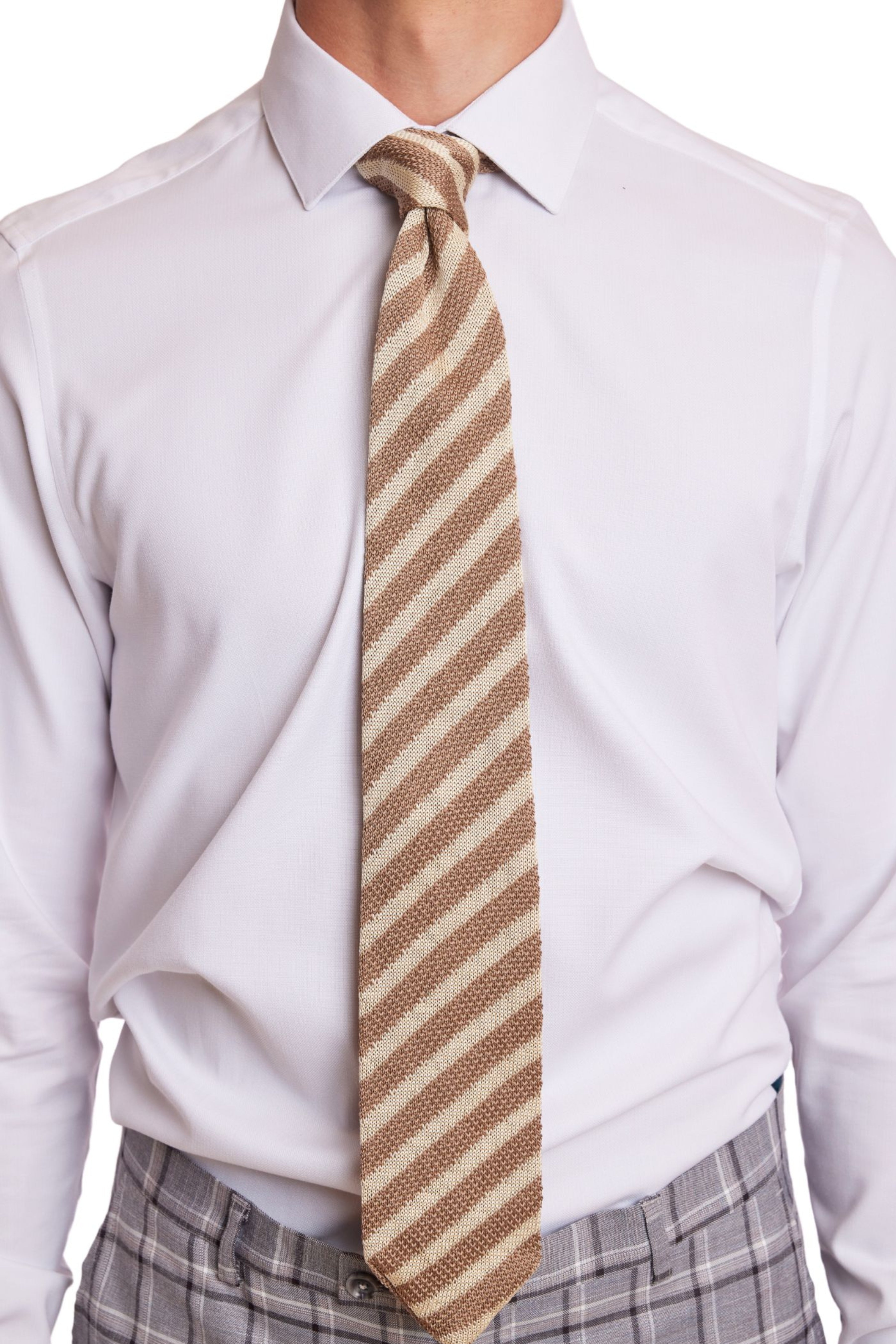 Stanley Striped Knit Tie - Creamy Tan