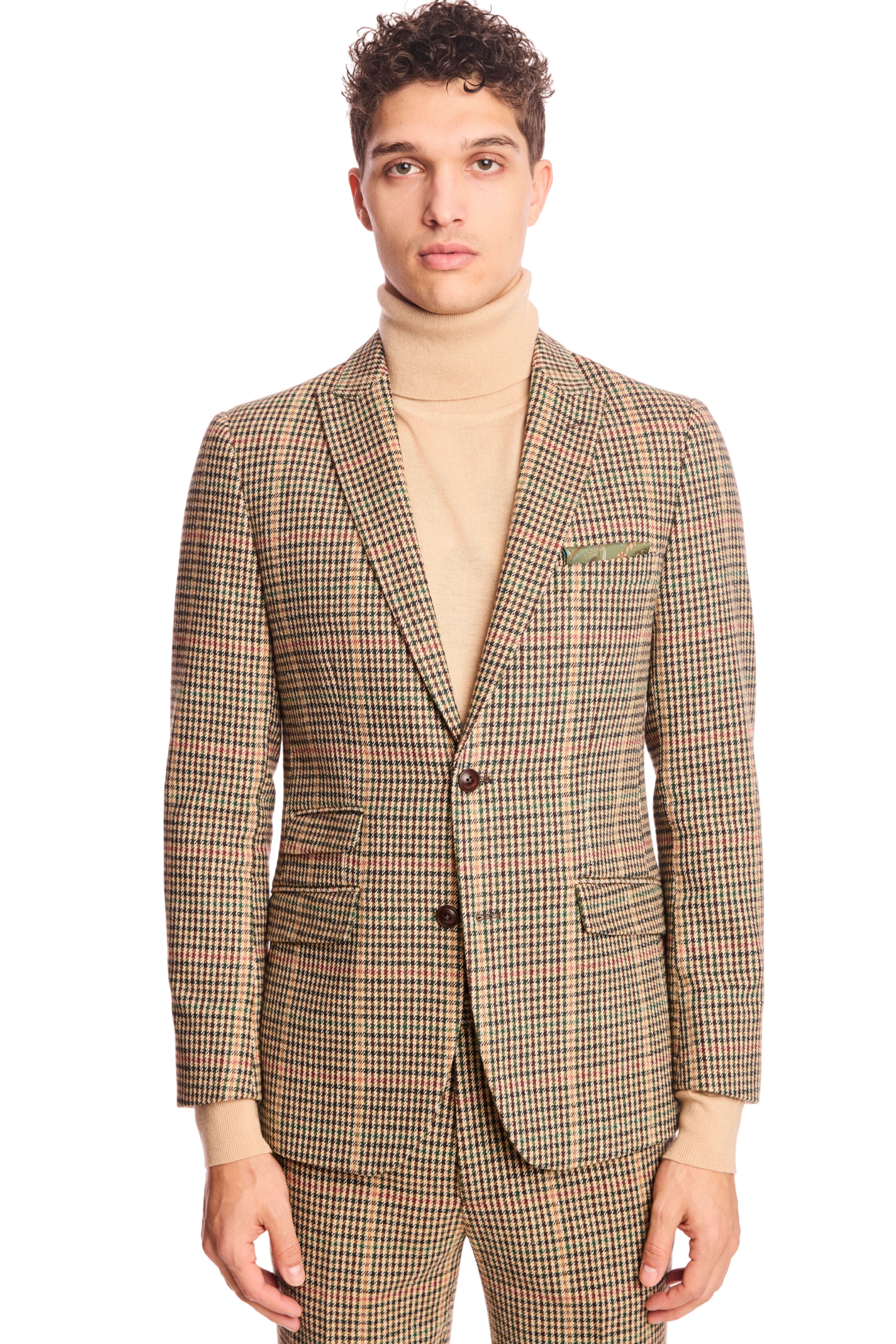 Ashton Peak Jacket - slim - Green Multi Houndstooth
