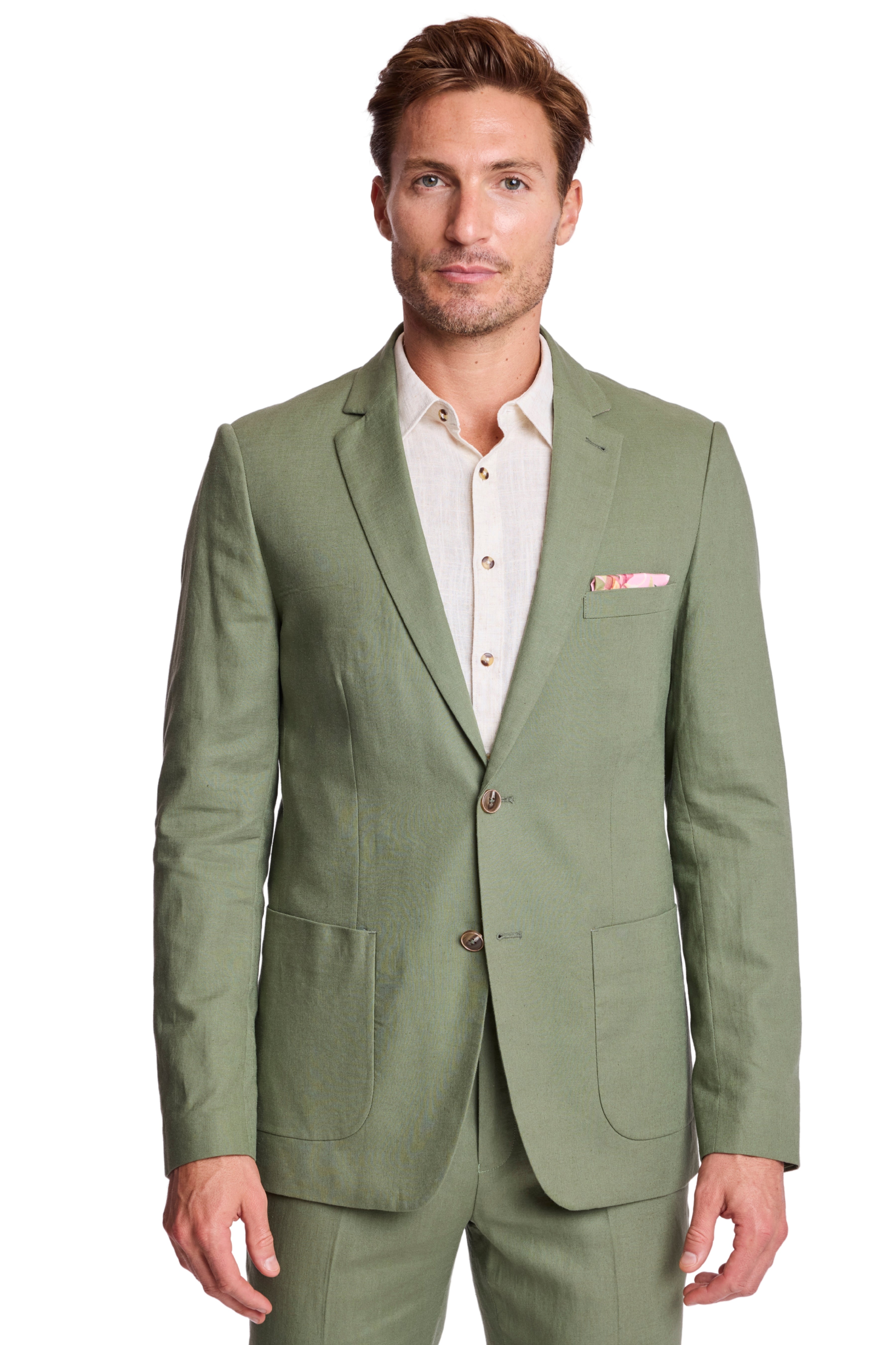 Dover Notch Jacket - slim - Olivine Green Linen