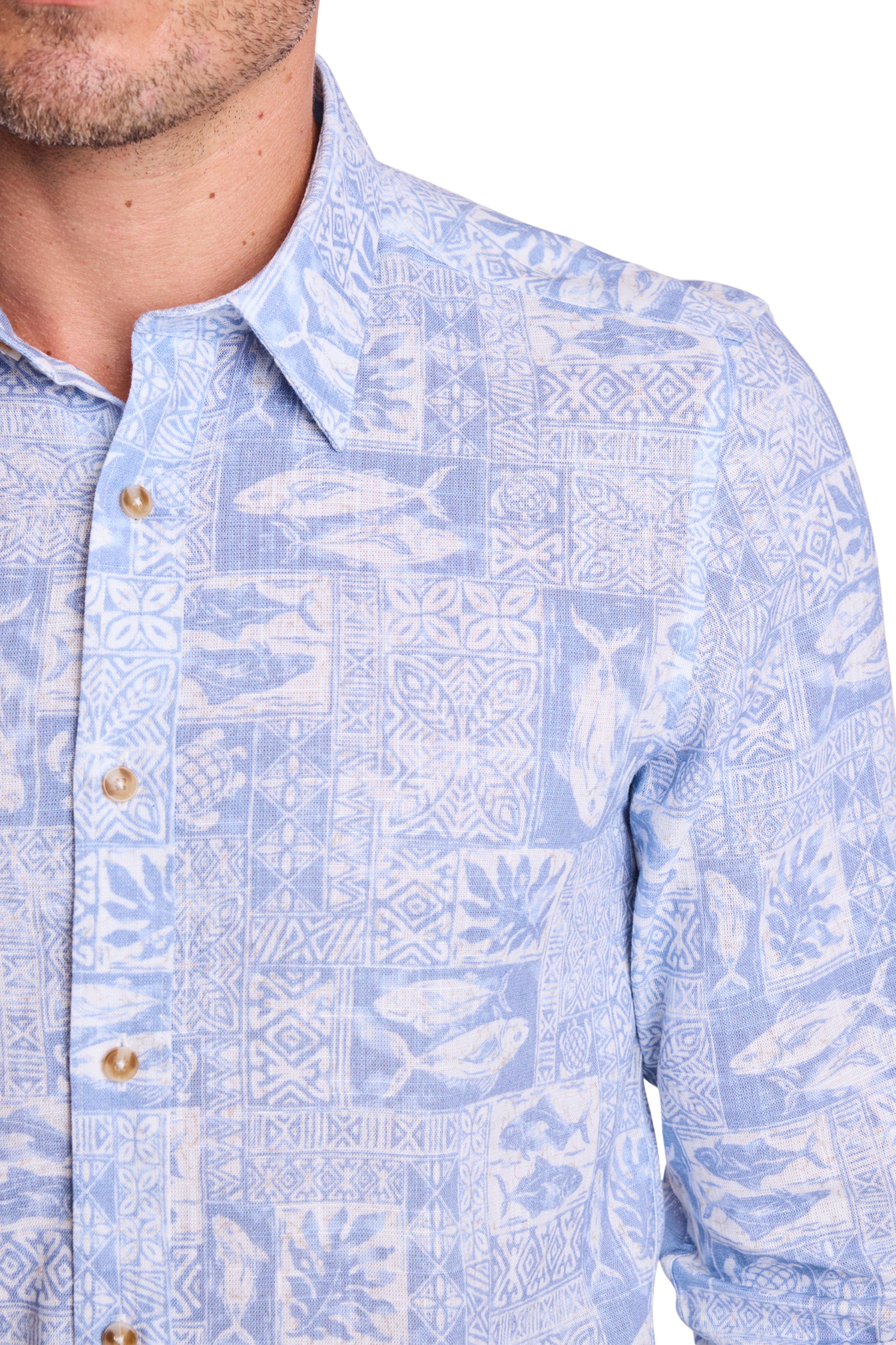 Parker Pointed Collar Shirt - Blue Salmon