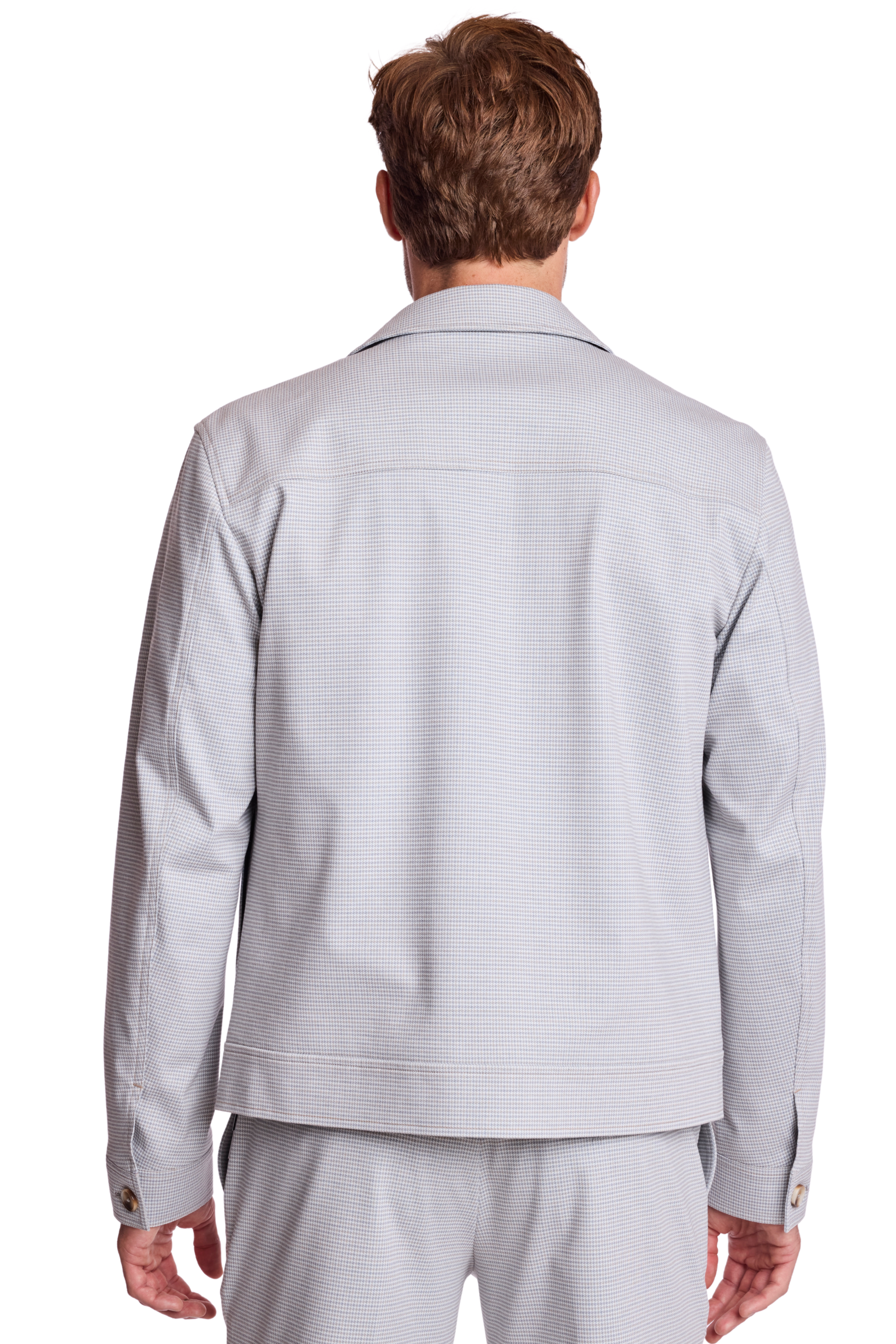 Milo Zip Front Jacket - slim - Steel Puddle Knit Houndstooth