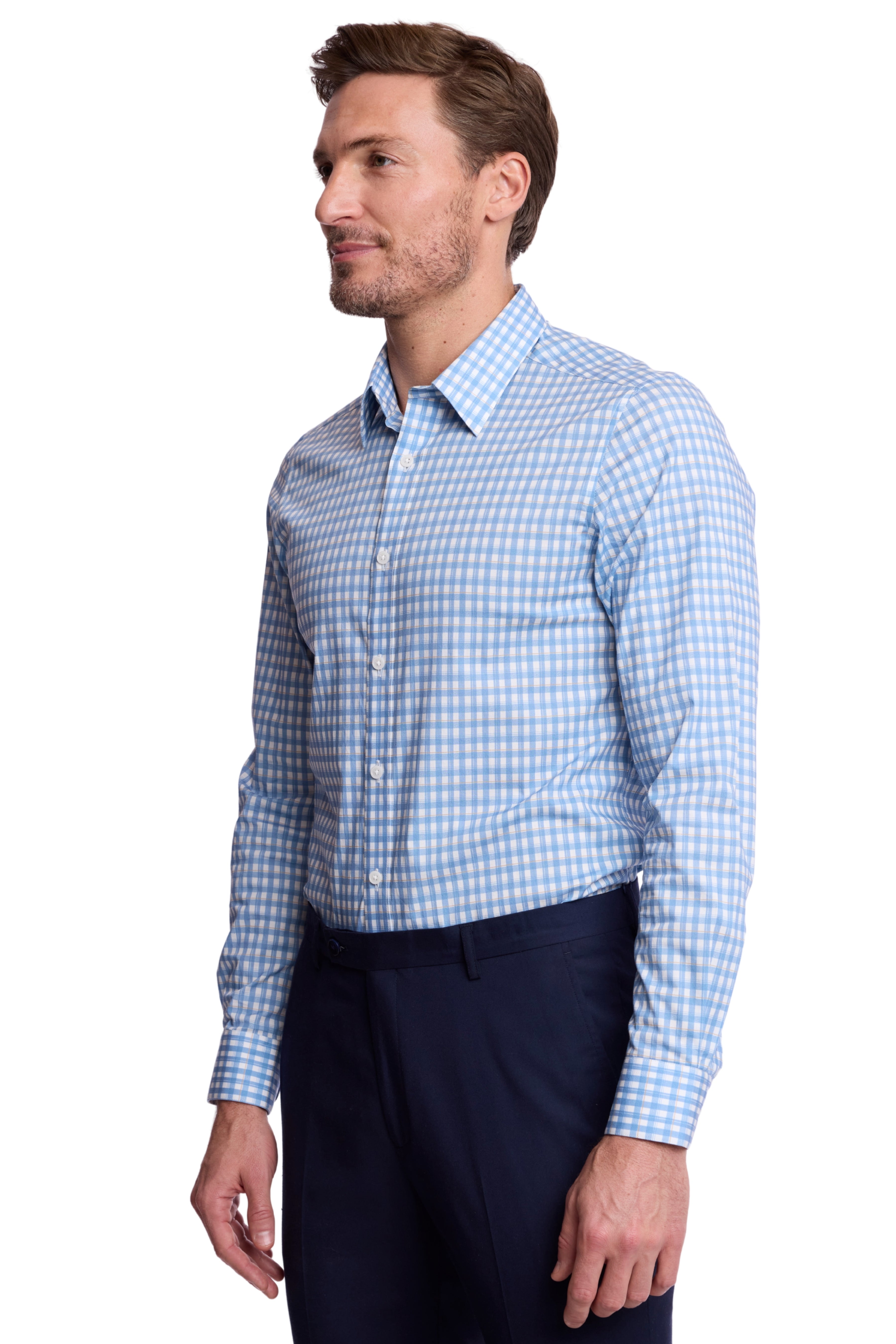 Parker Pointed Collar Shirt - Blue White Check
