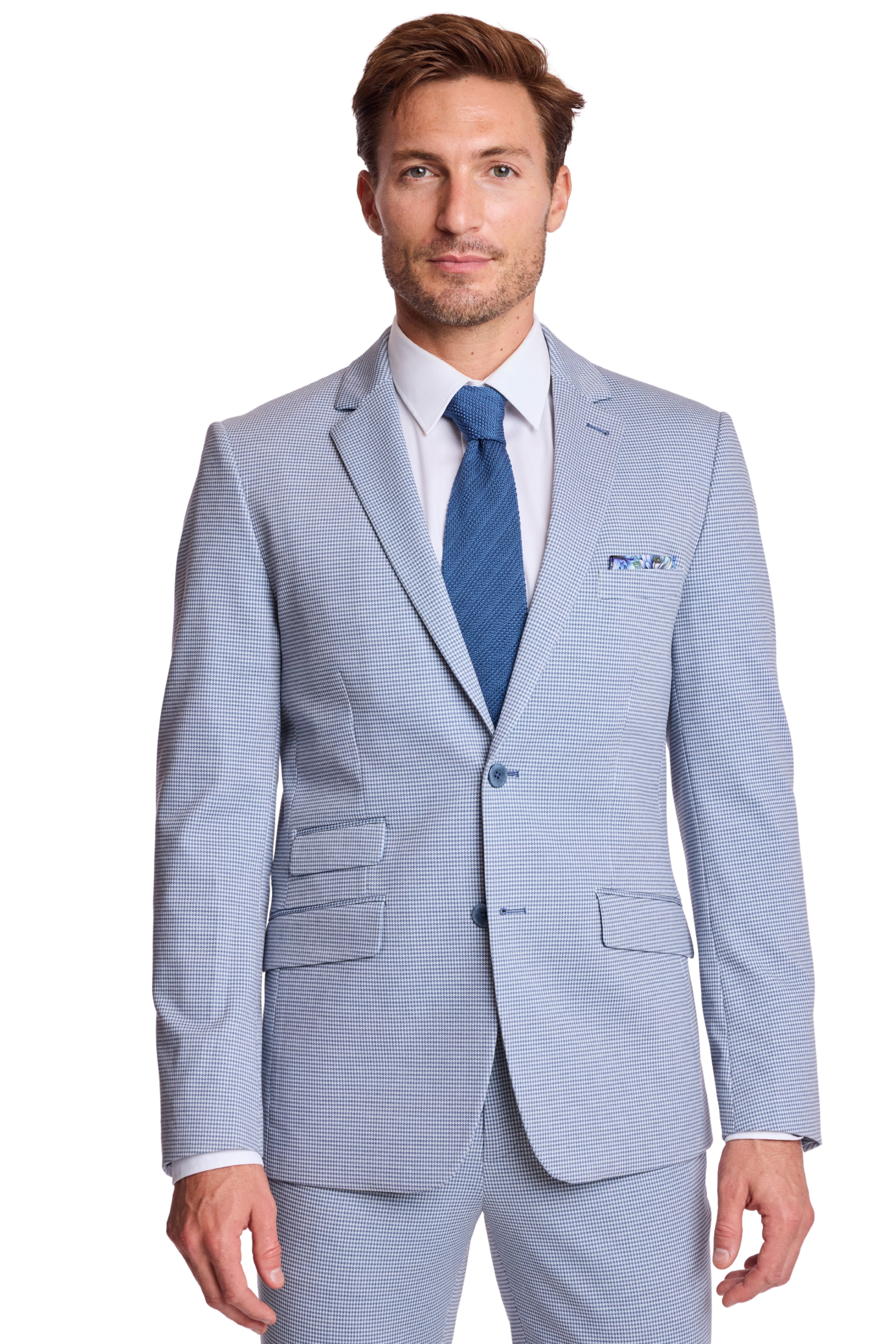 Dover Notch Jacket - slim - Crisp Navy Knit Houndstooth