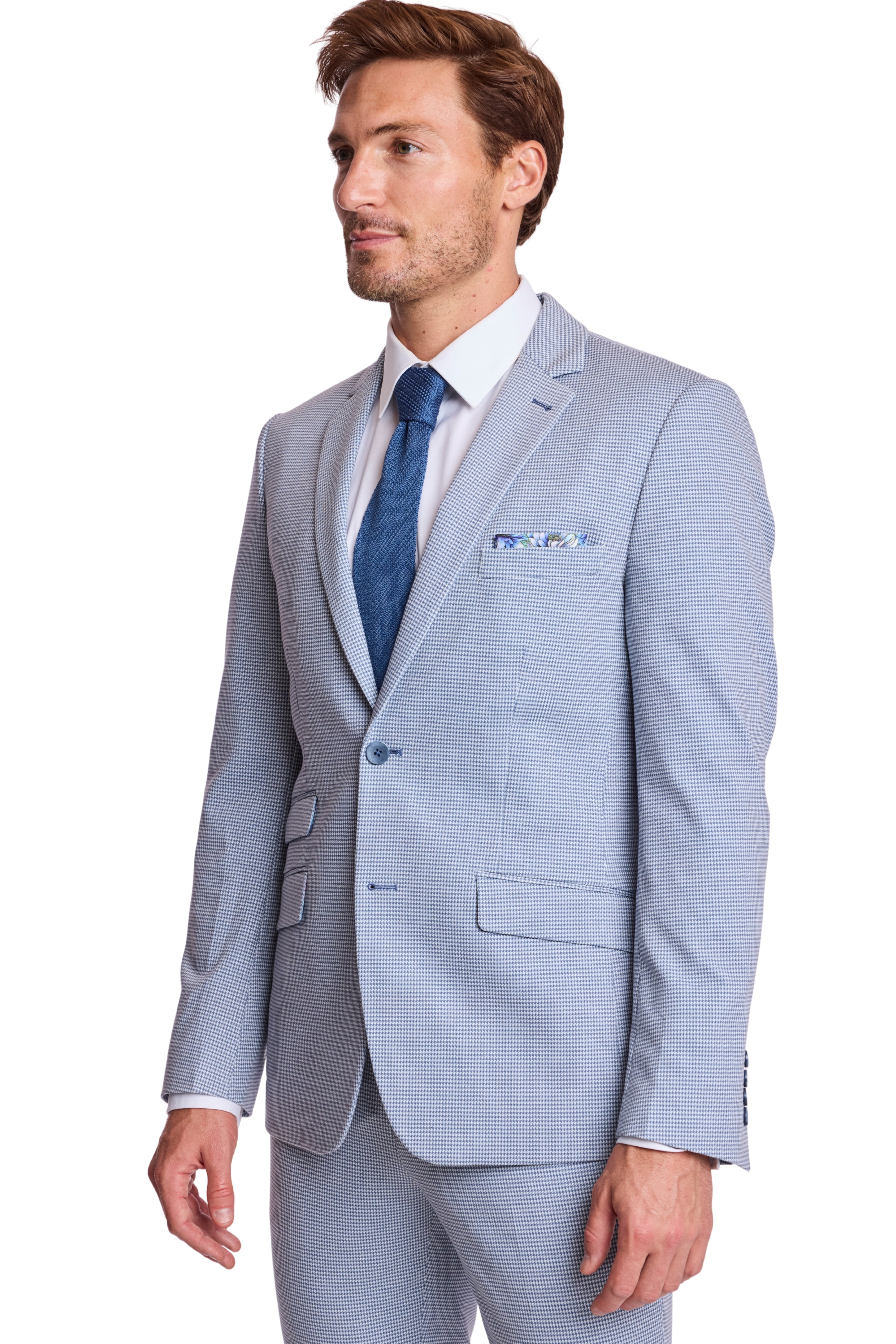 Dover Notch Jacket - slim - Crisp Navy Knit Houndstooth