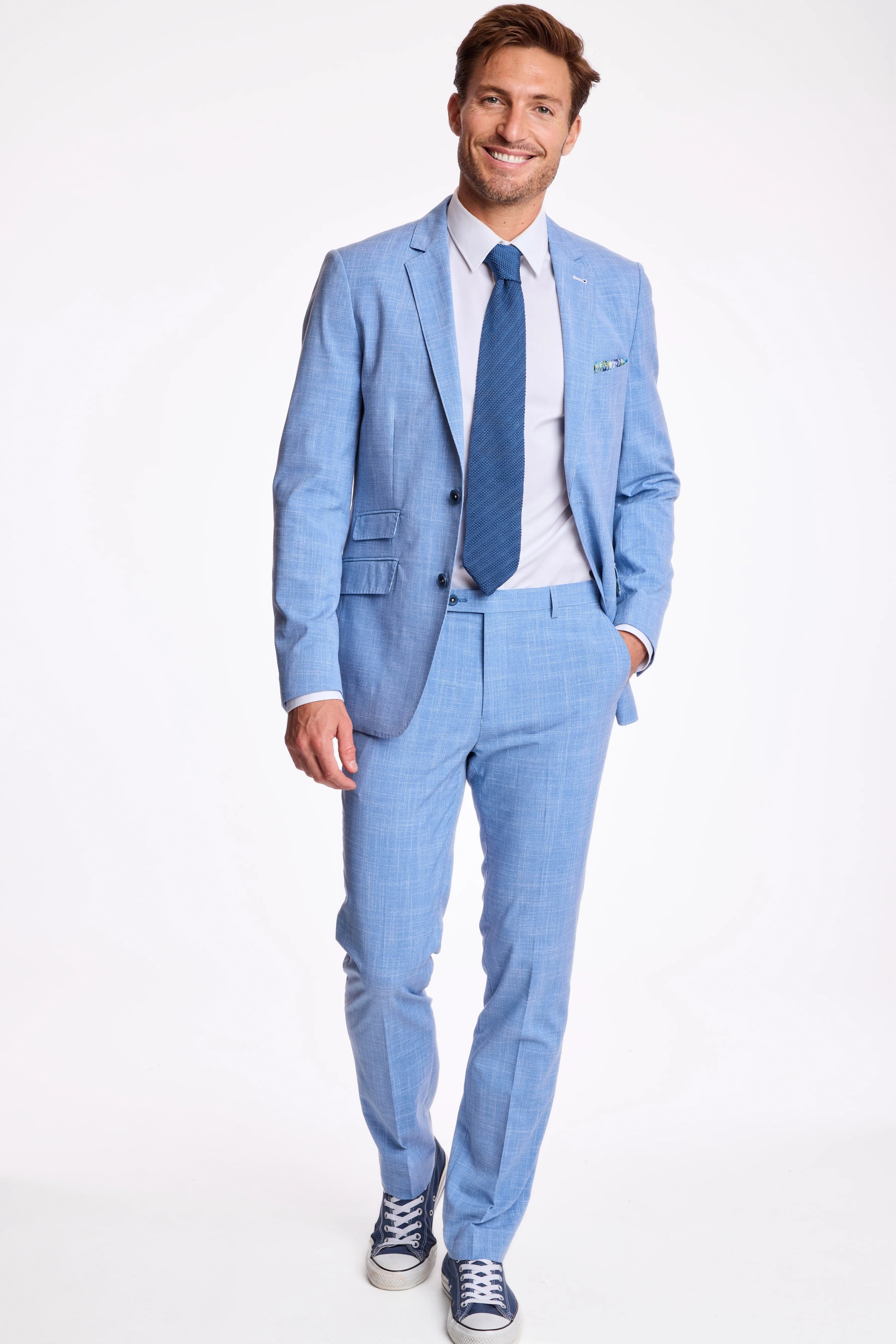 Downing Pants - slim - Blue White Grain