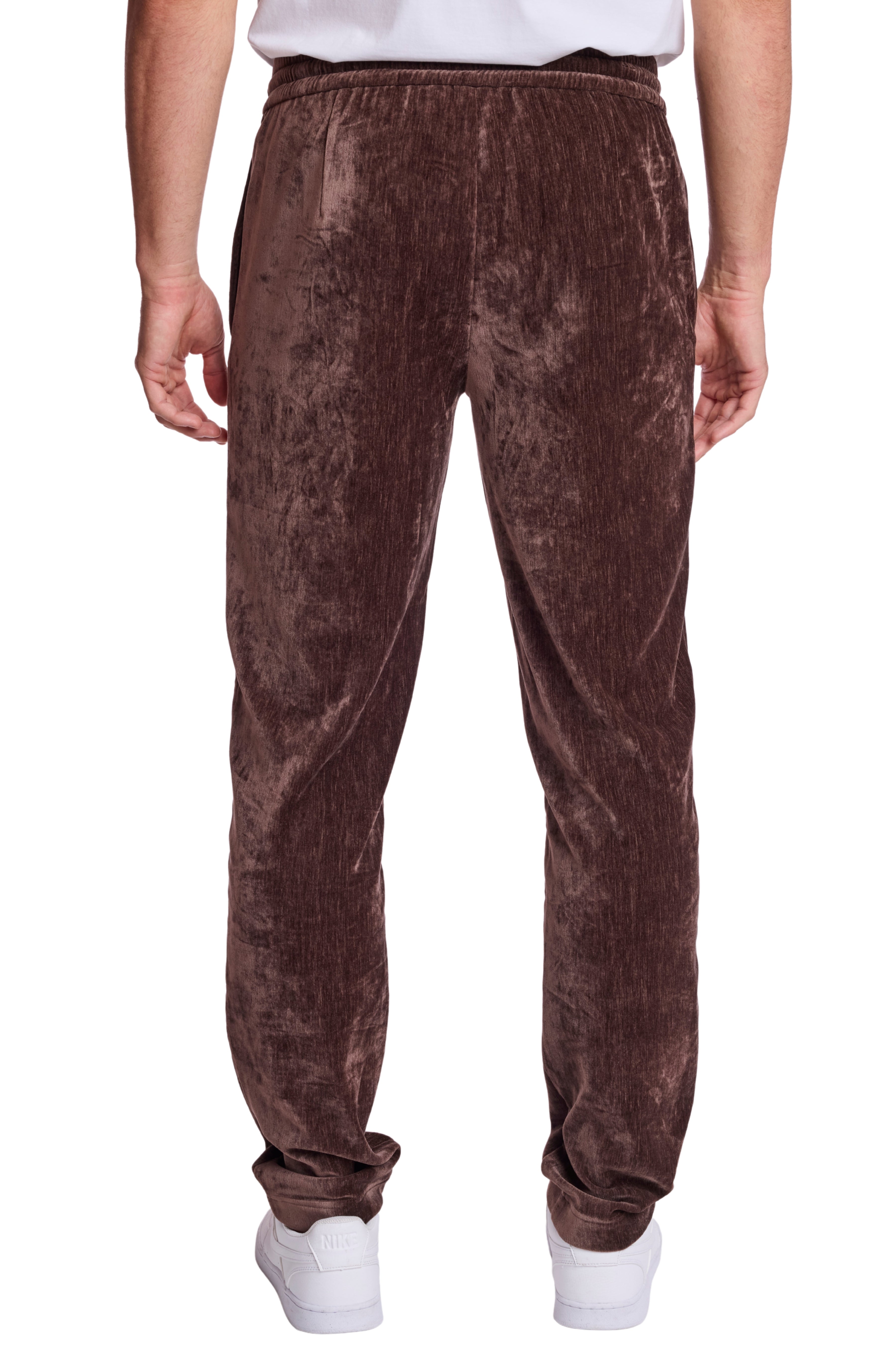 Velvet Wide Leg Sweatpants - Chocolate Brown Velvet