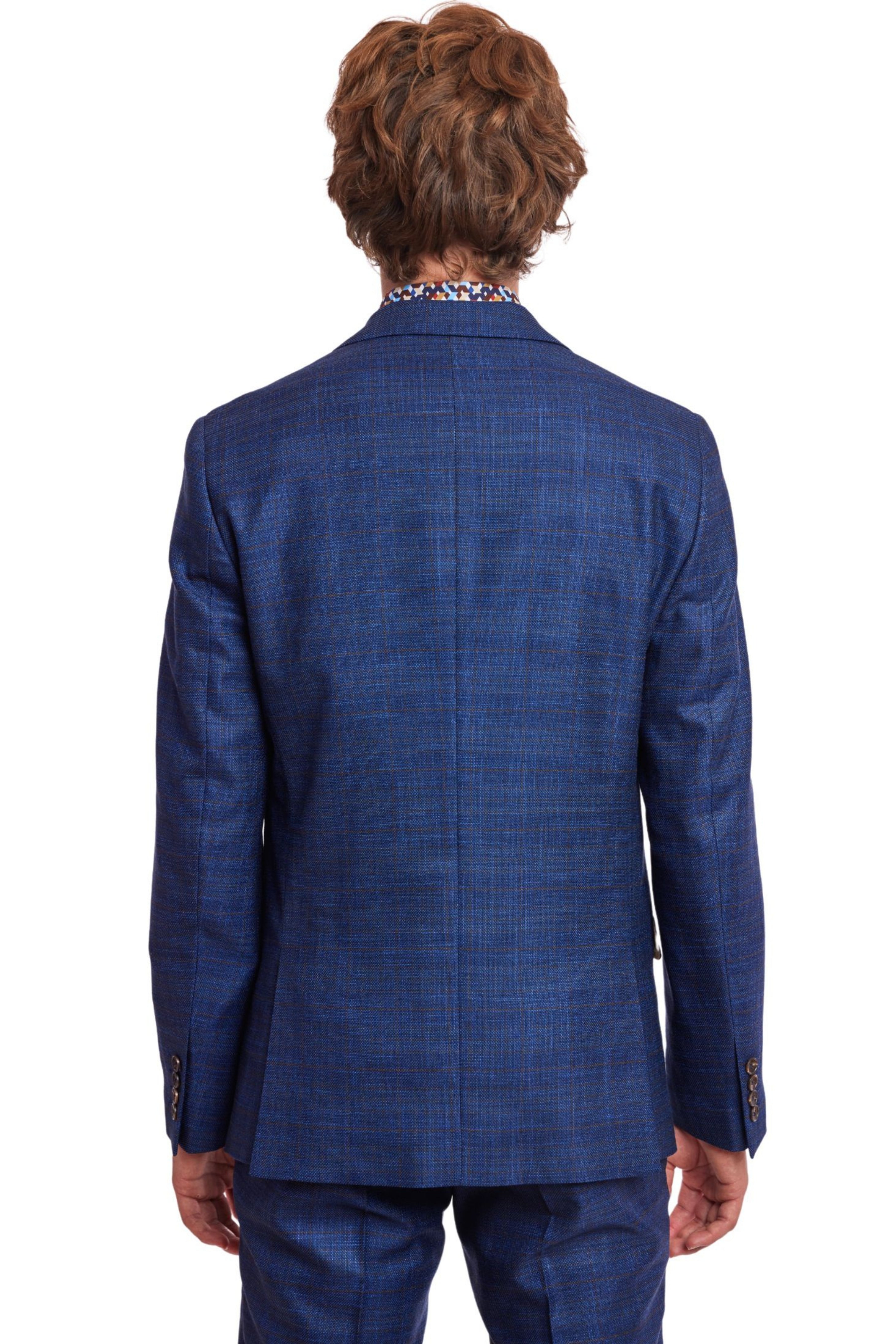 Ashton Peak Jacket  - slim - Blue Cognac Check