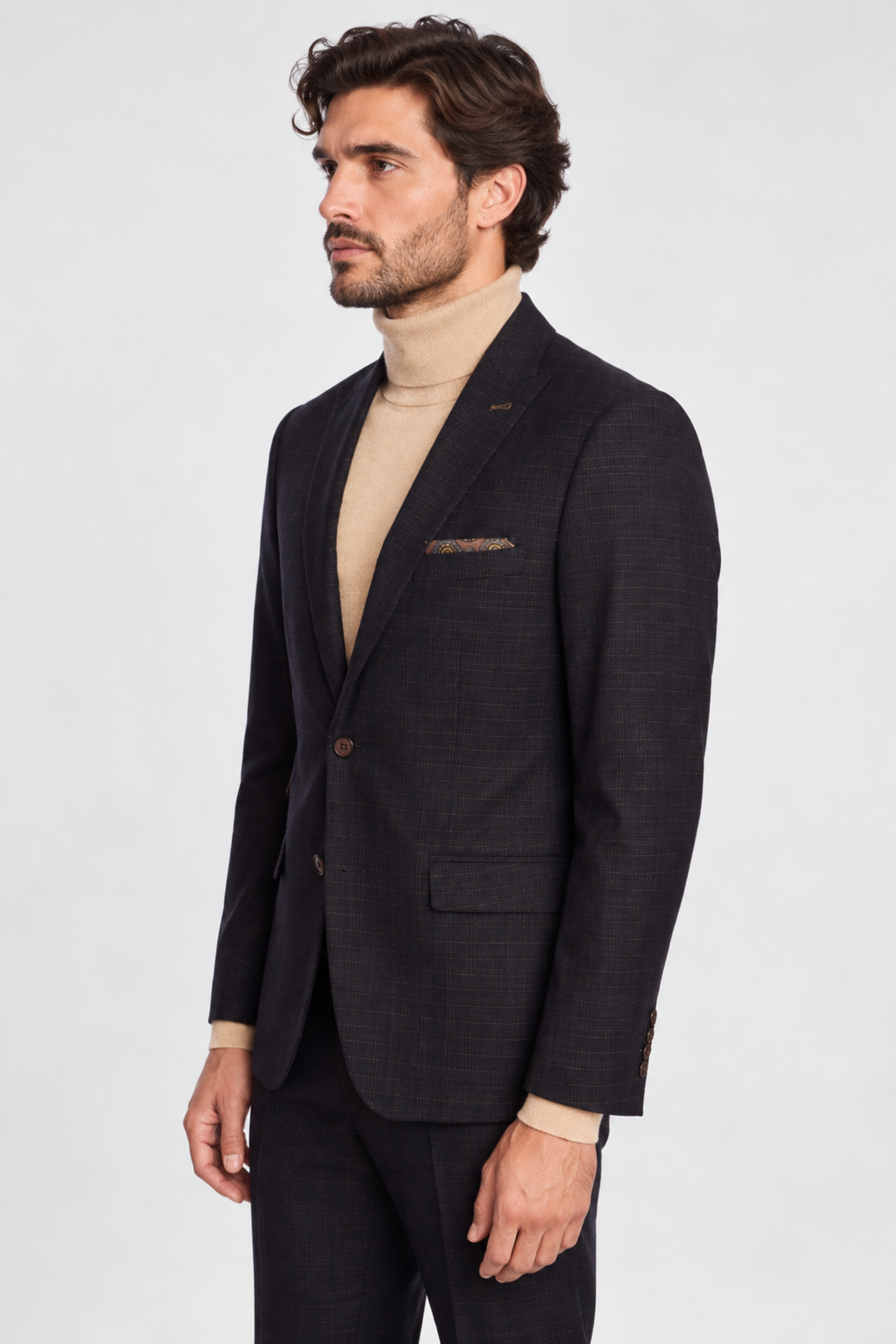 Ashton Peak Jacket - slim - Blue Camel Grid