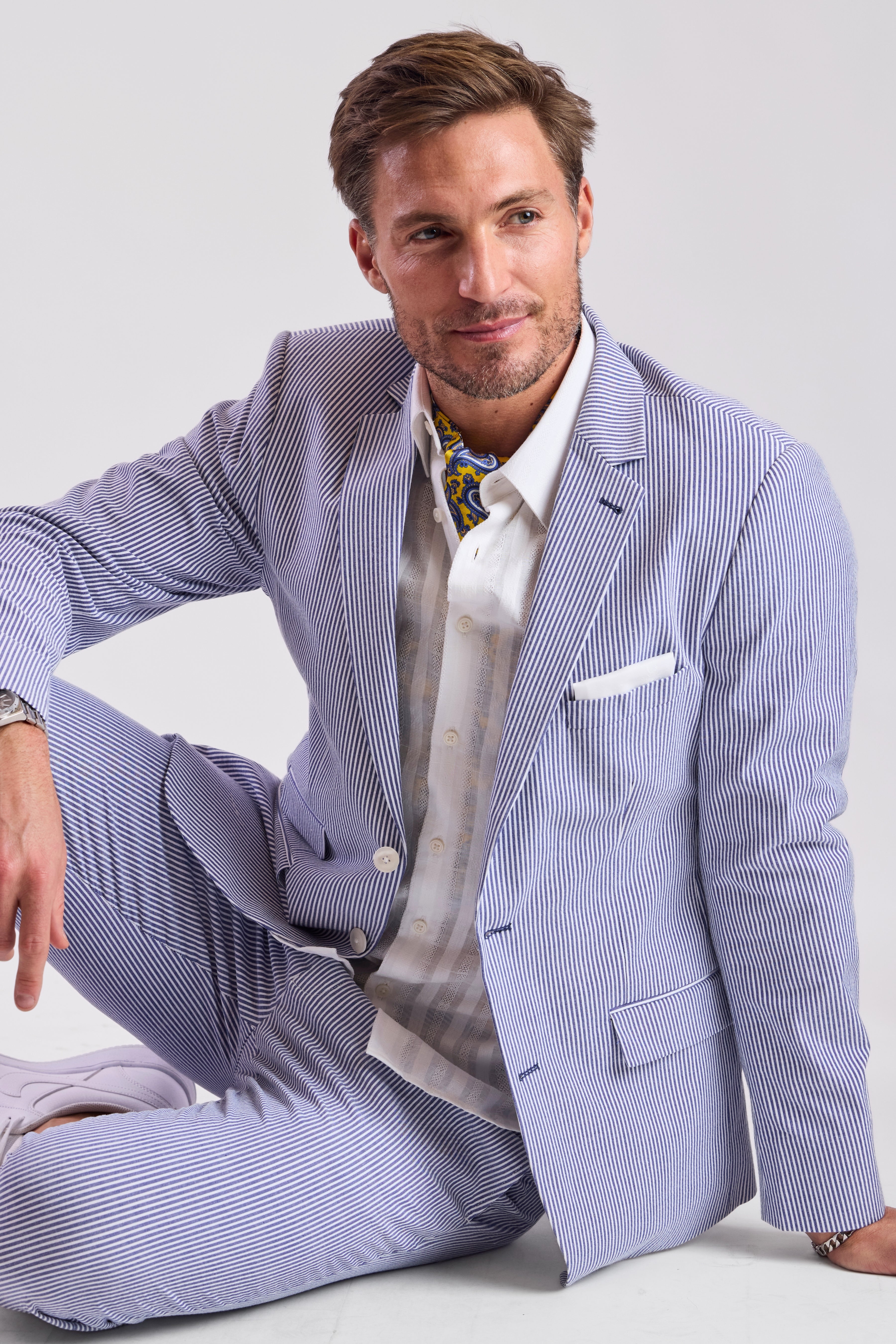 Dover Notch Jacket - slim - Blue Quartz Seersucker