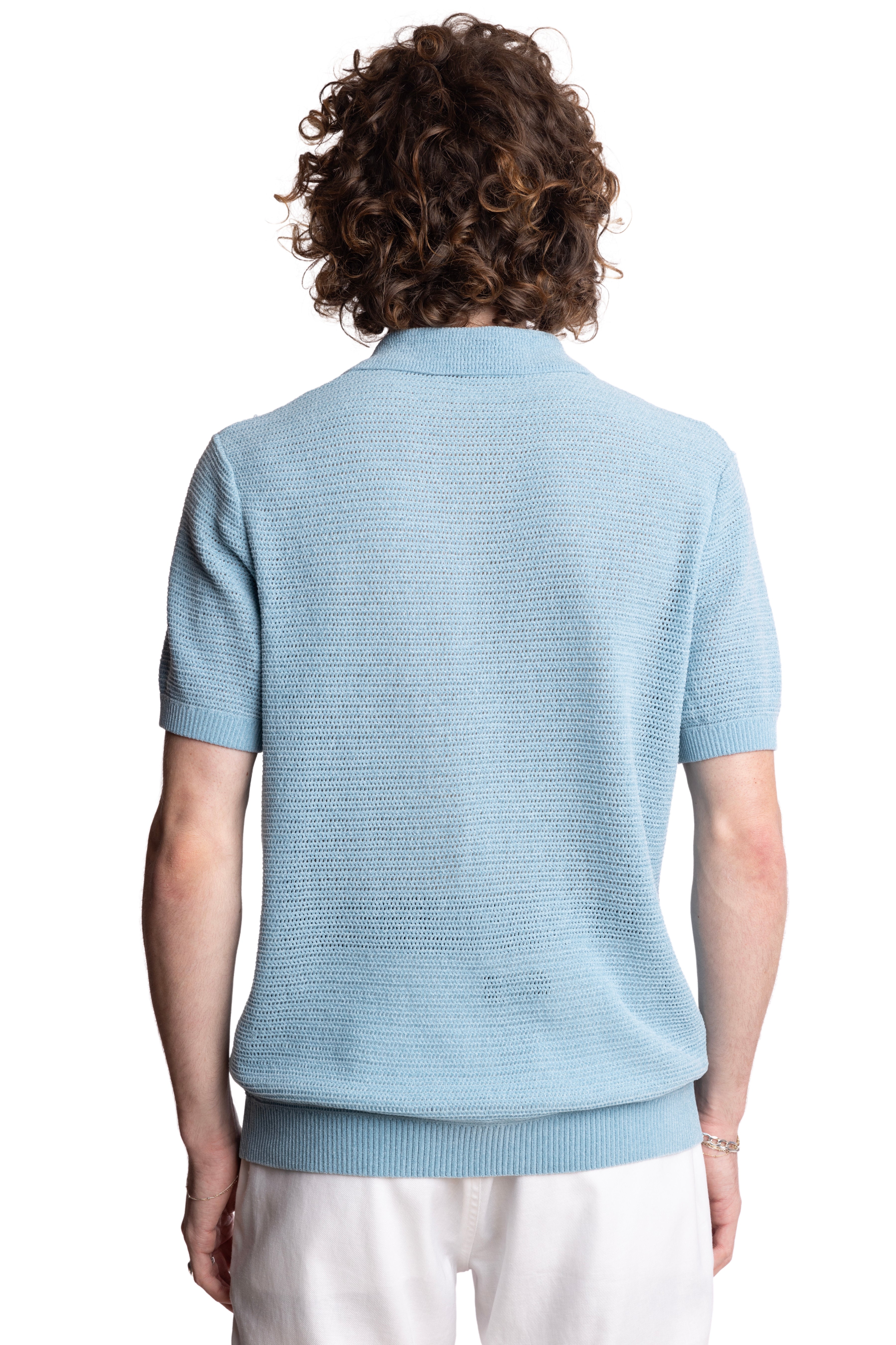 Johnny Collar Polo - Lt Blue Chenille