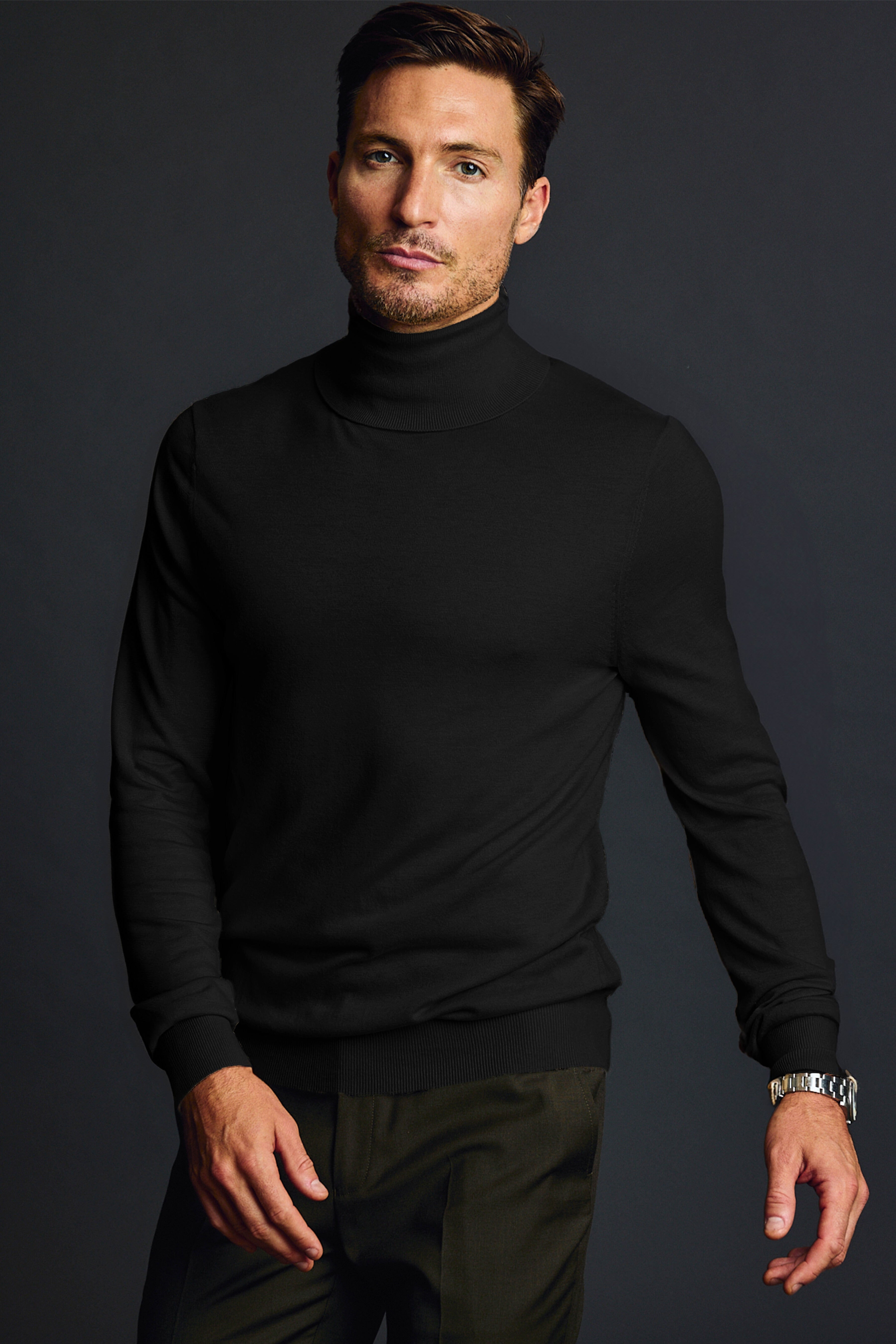 Luxe Fine Gauge Turtleneck - Black