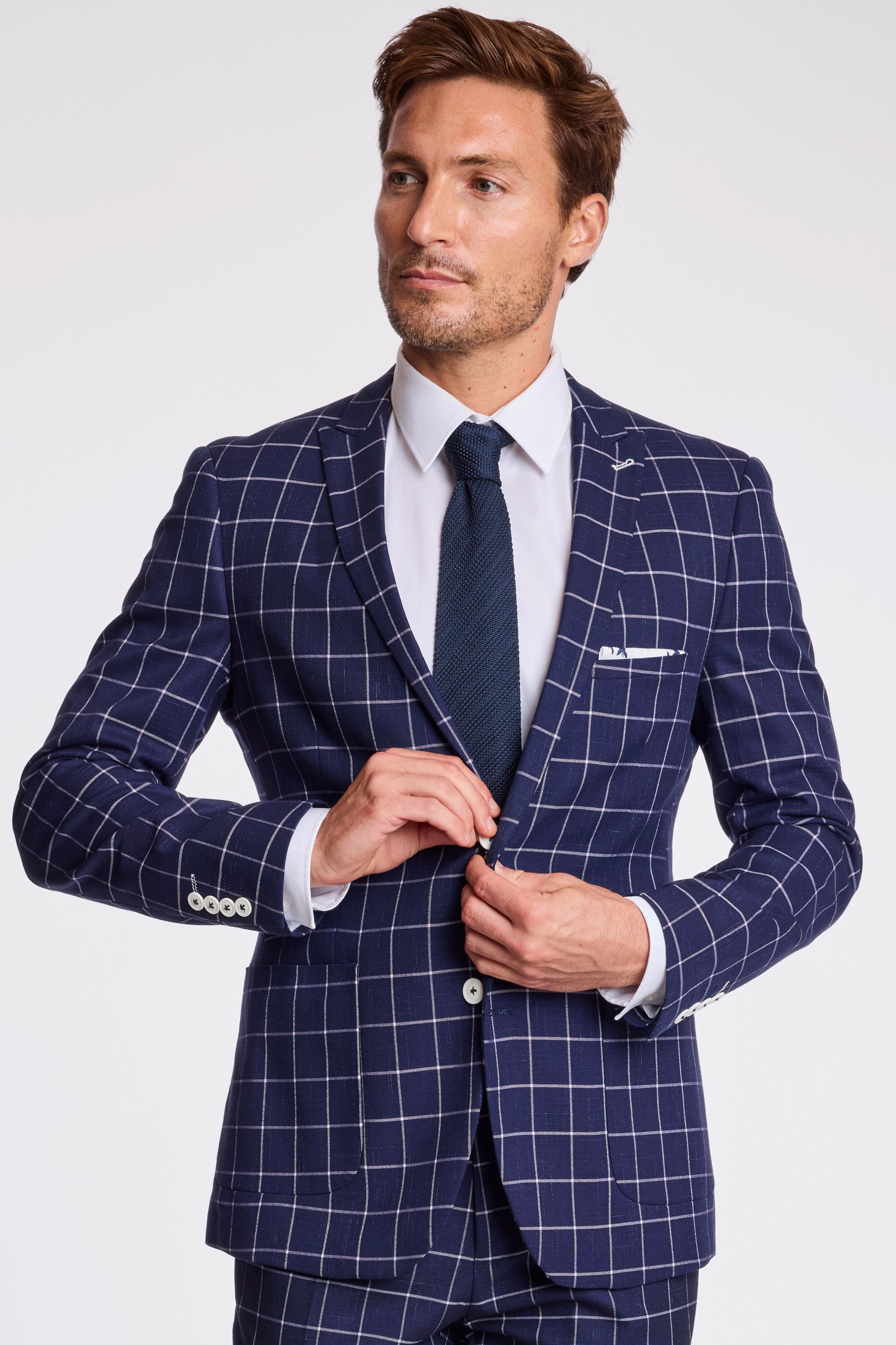 Ashton Peak Jacket - slim - White Navy Windowpane