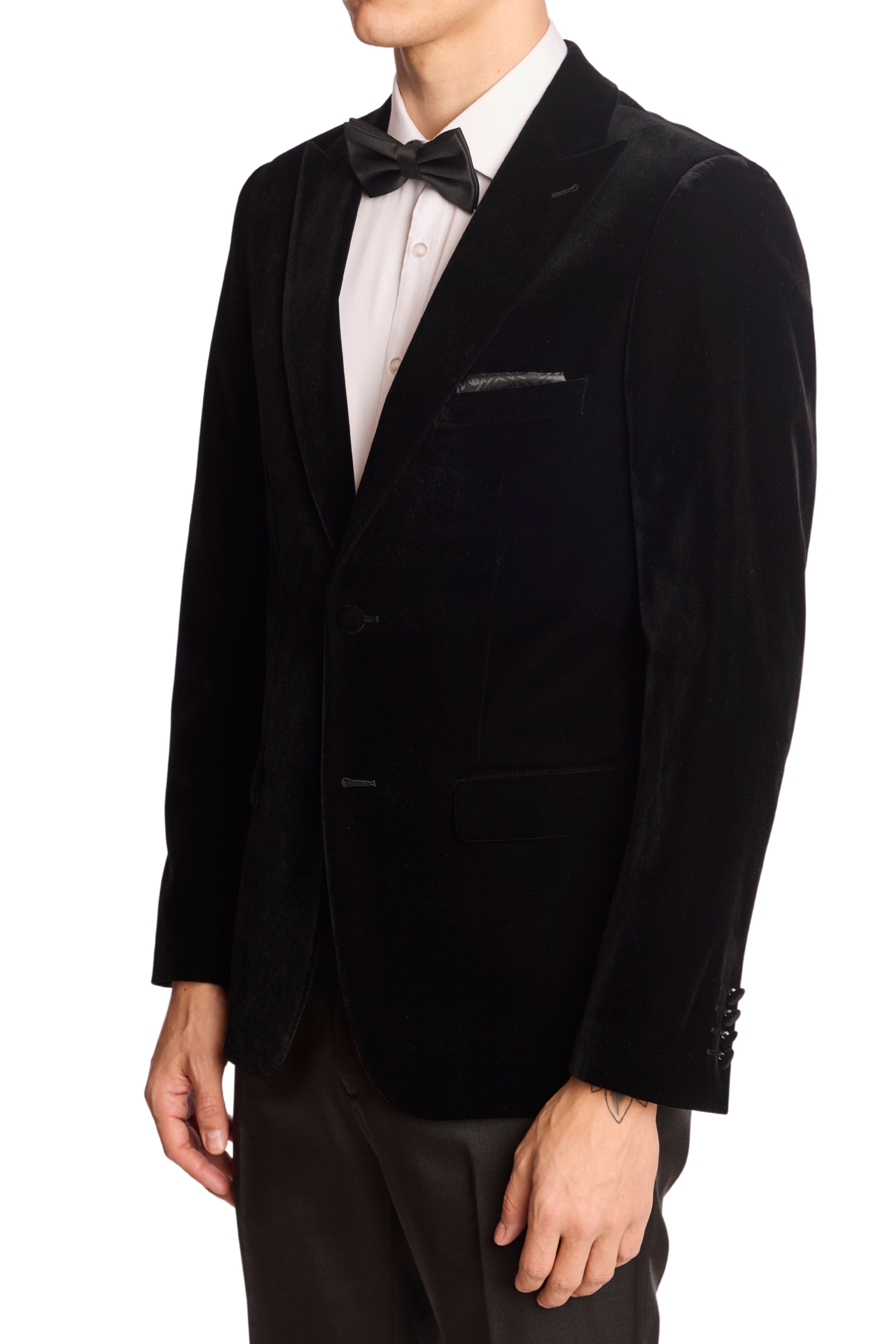 Kyle Big Peak Tux Jacket - slim - Black Velvet