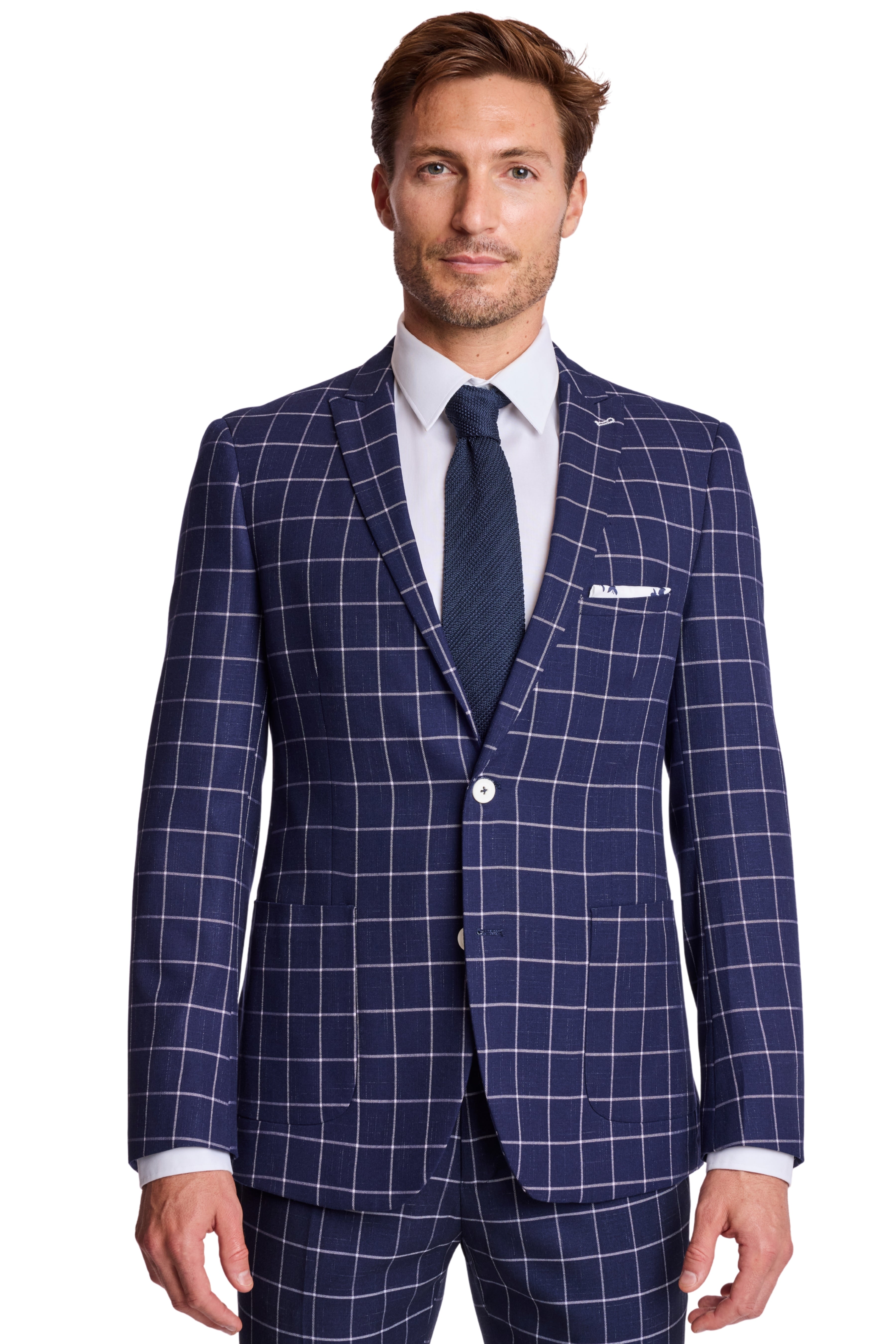 Ashton Peak Jacket - slim - White Navy Windowpane