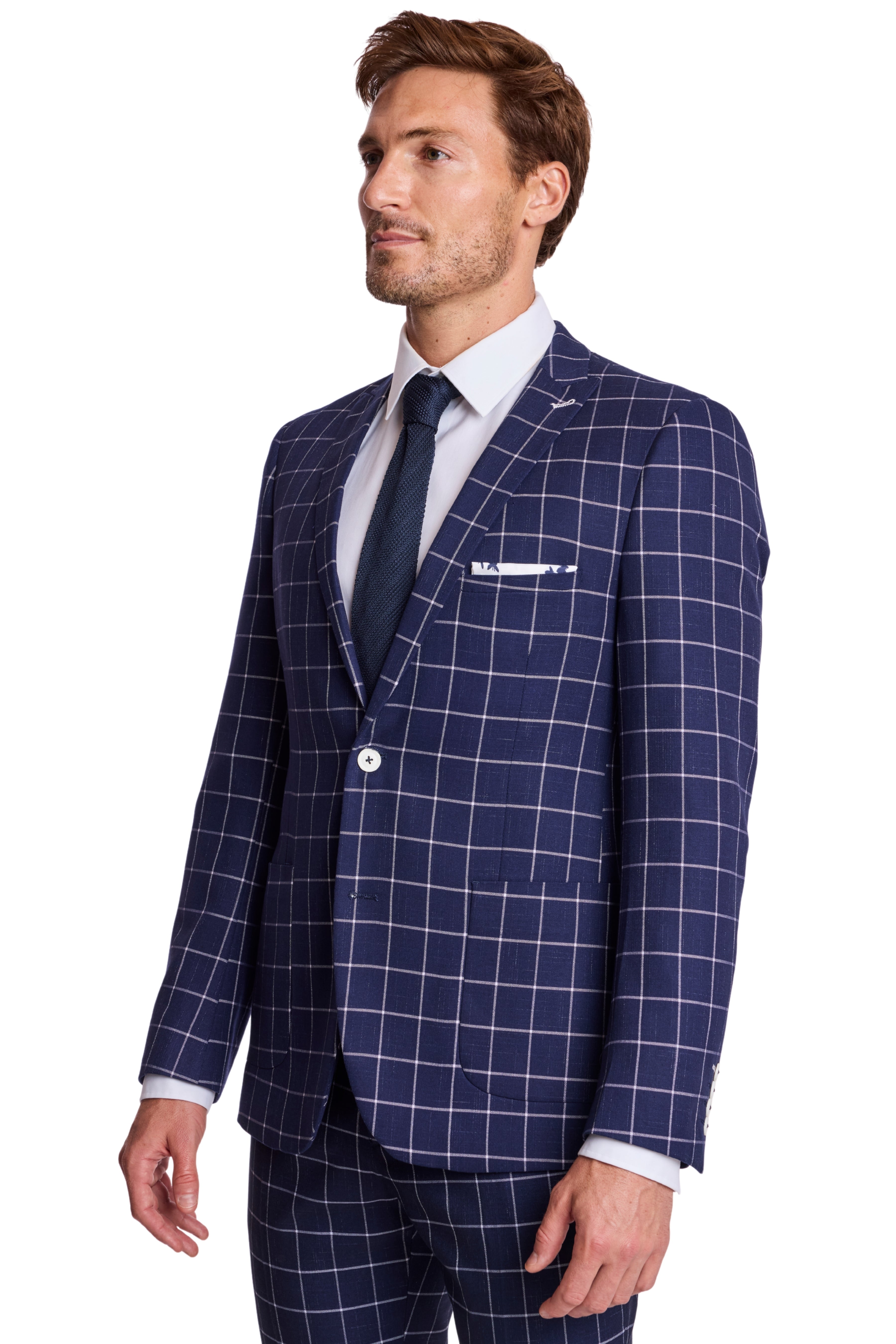 Ashton Peak Jacket - slim - White Navy Windowpane