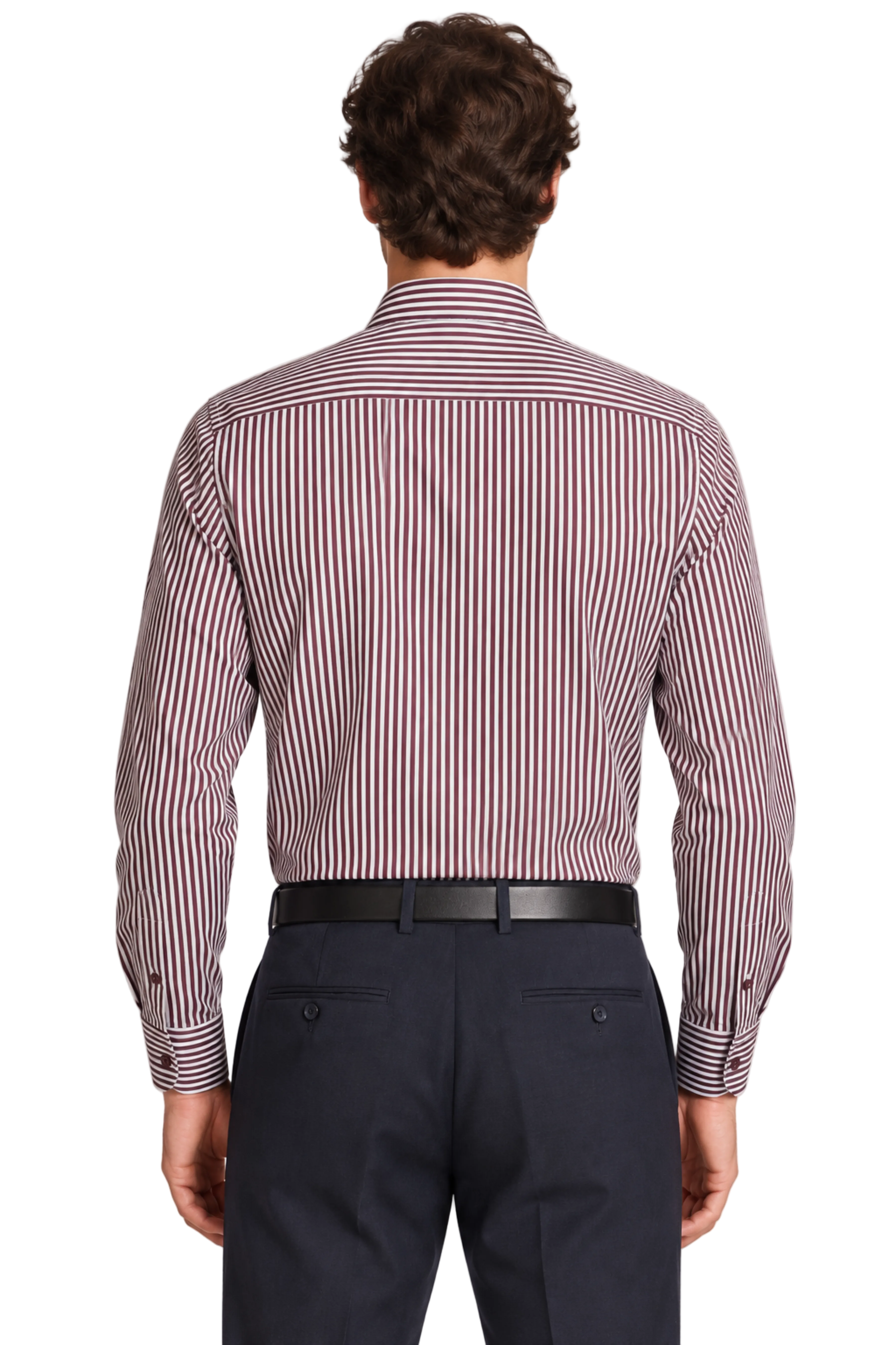Samuel Spread Collar Shirt - Cherry Lacquer Stripes