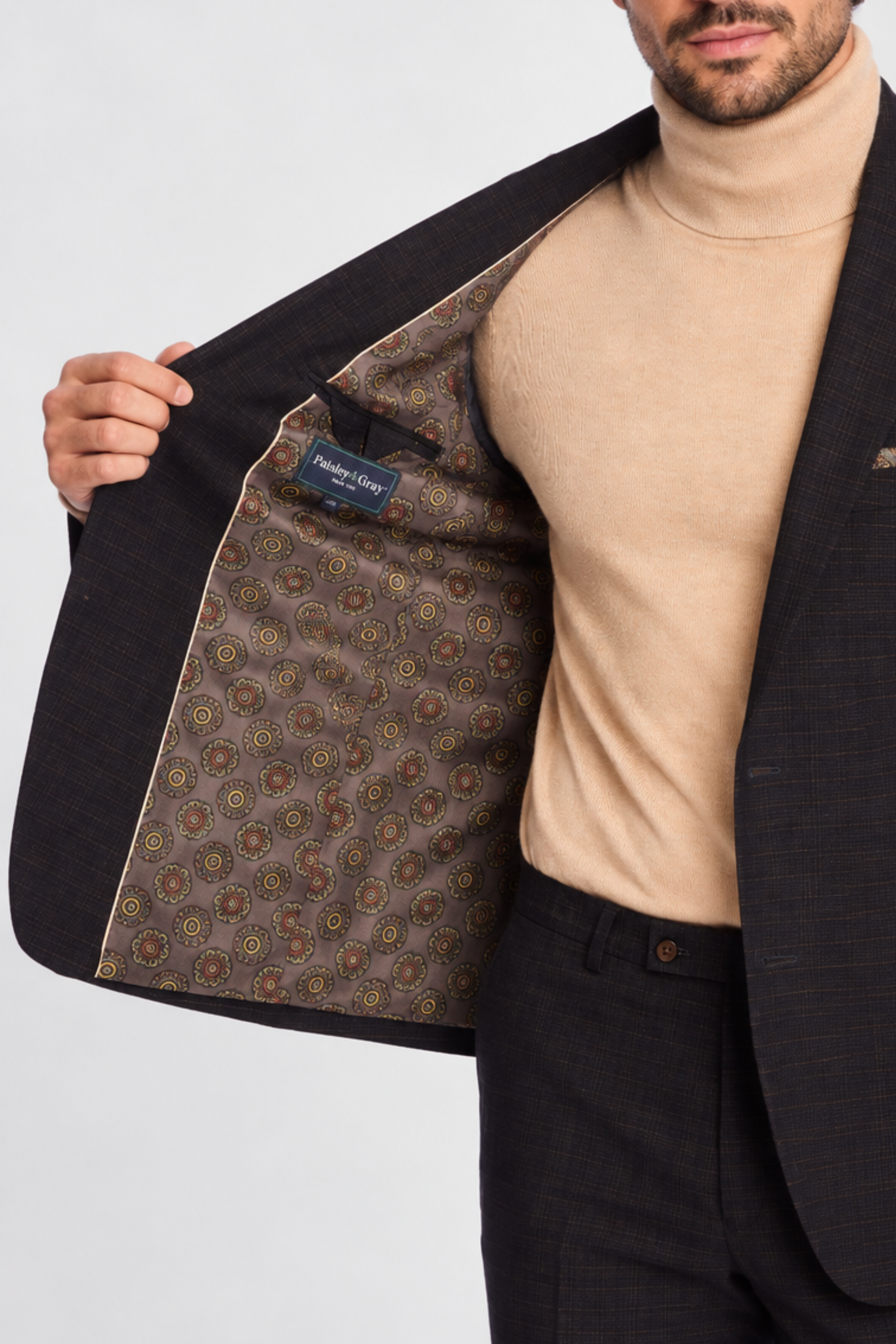 Ashton Peak Jacket - slim - Blue Camel Grid