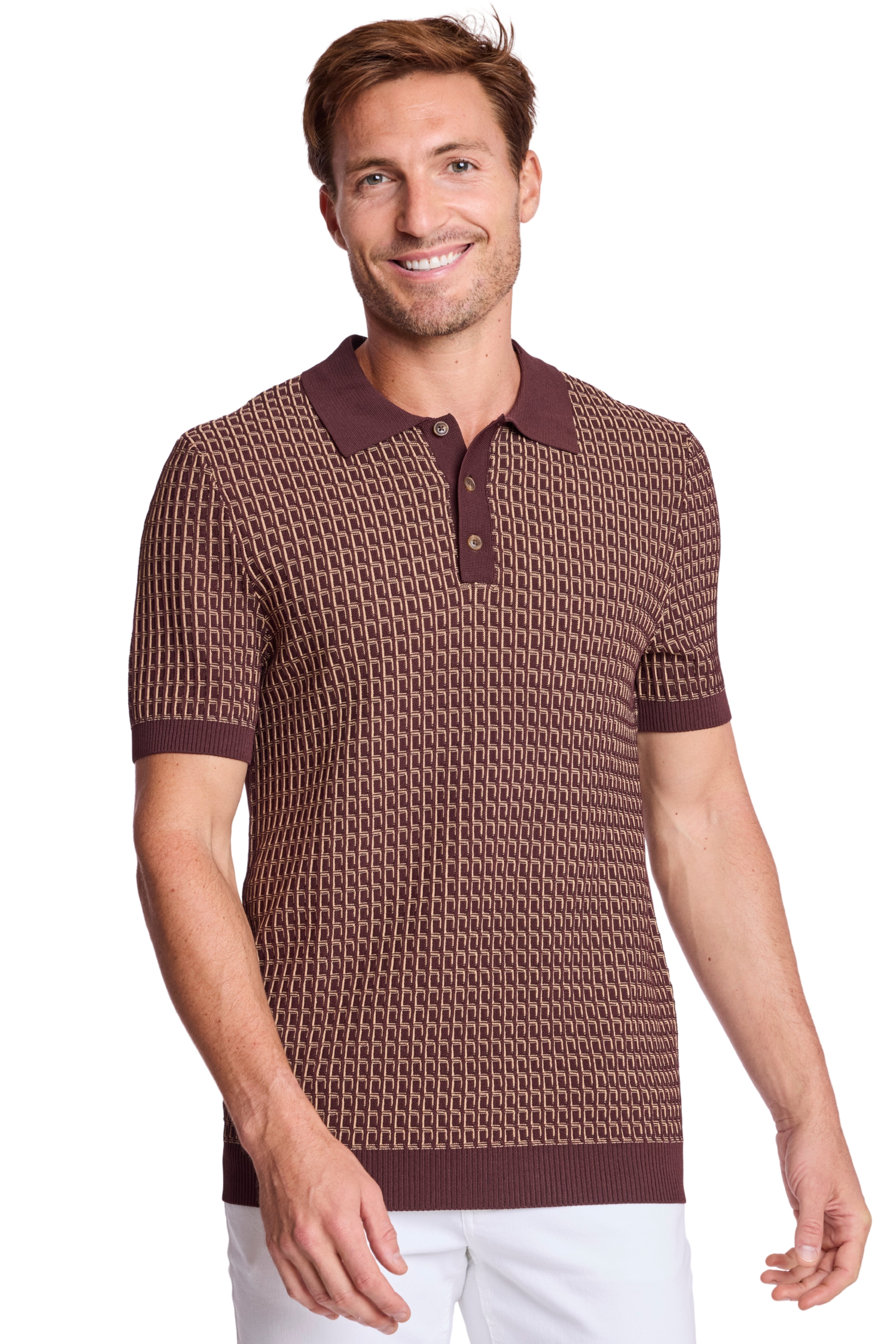 3 Button Polo - Ganache & Tan
