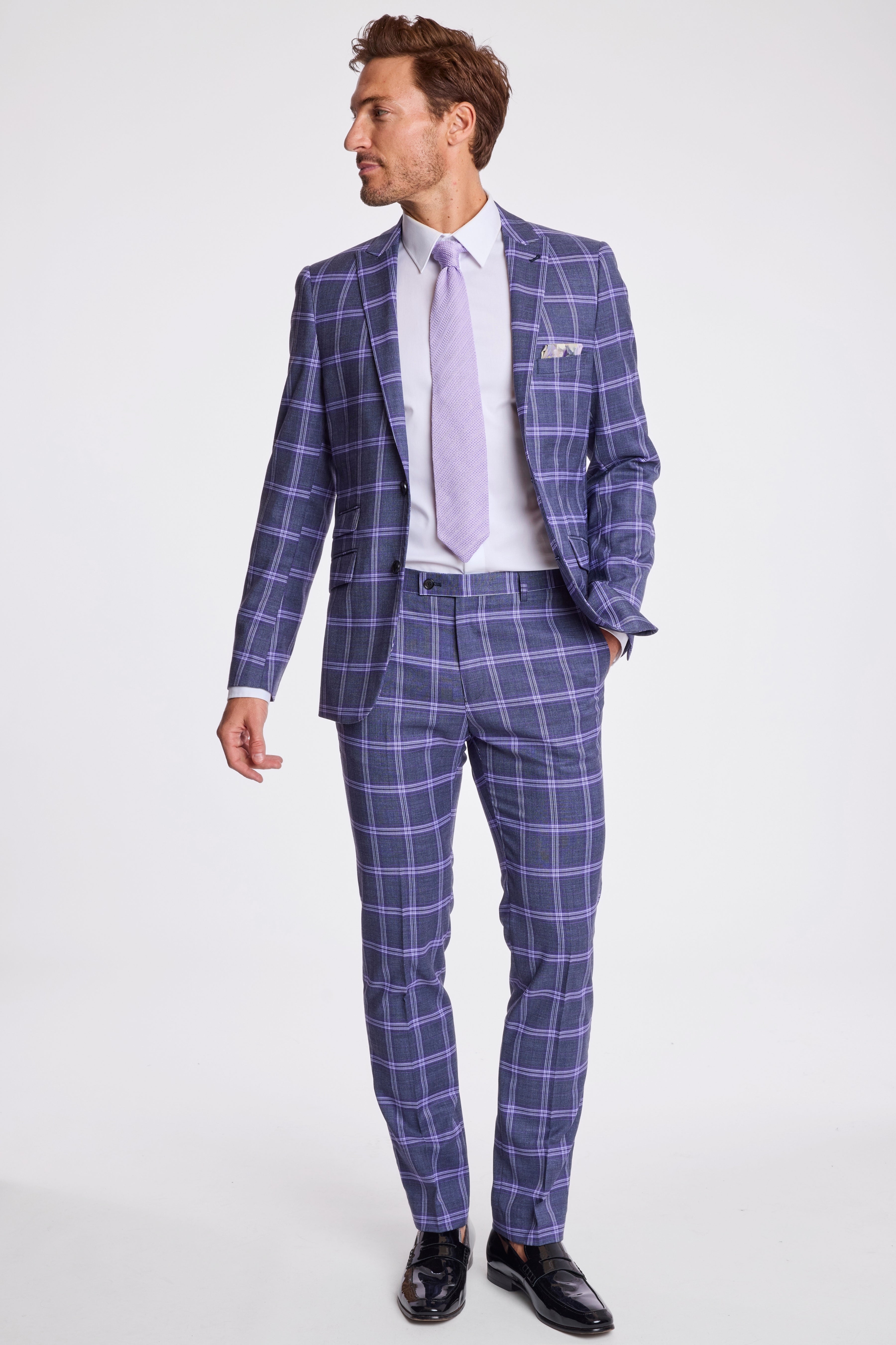 Ashton Peak Jacket - slim - Purple Navy White Check