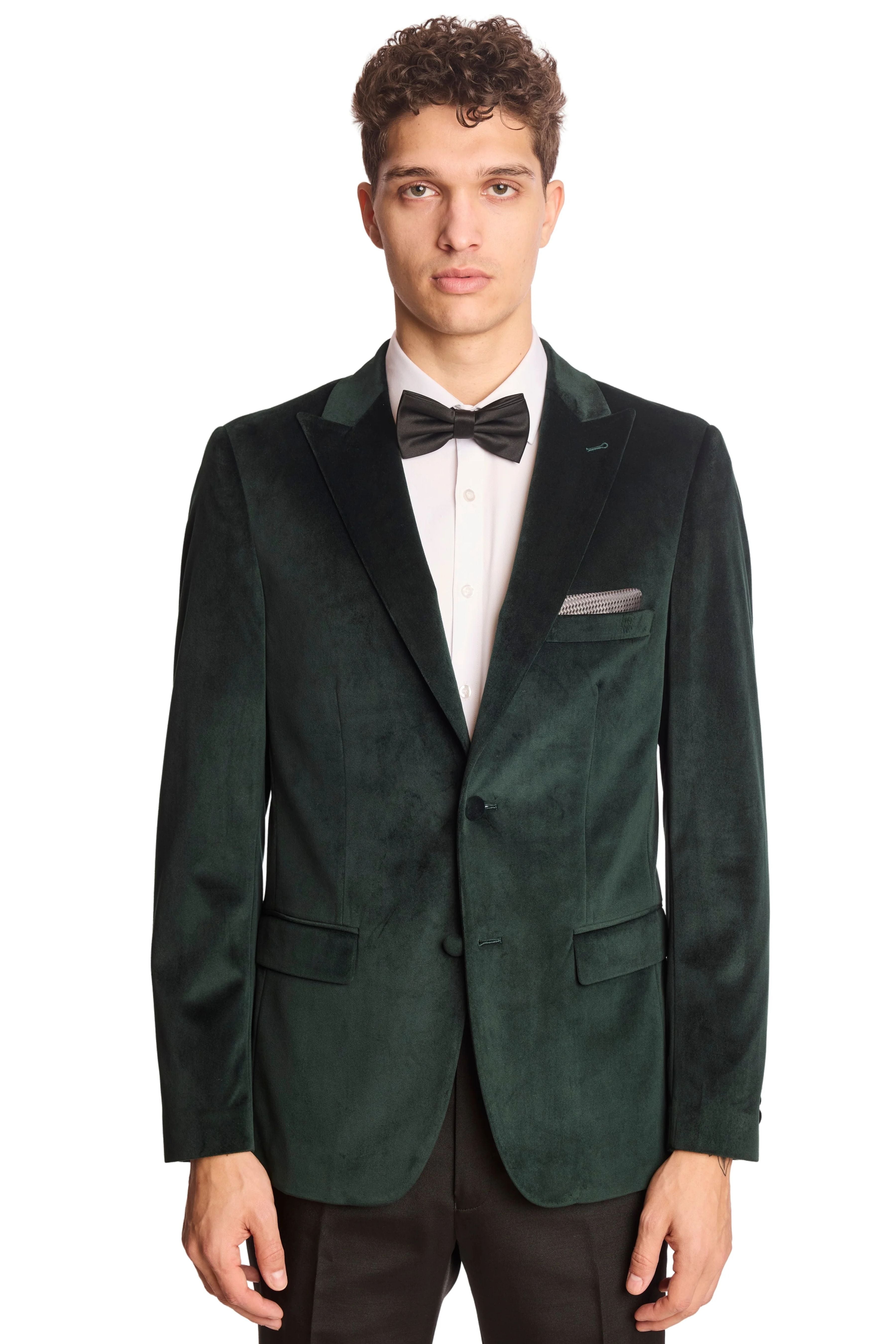 Kyle Big Peak Tux Jacket - slim - Dark Green Velvet