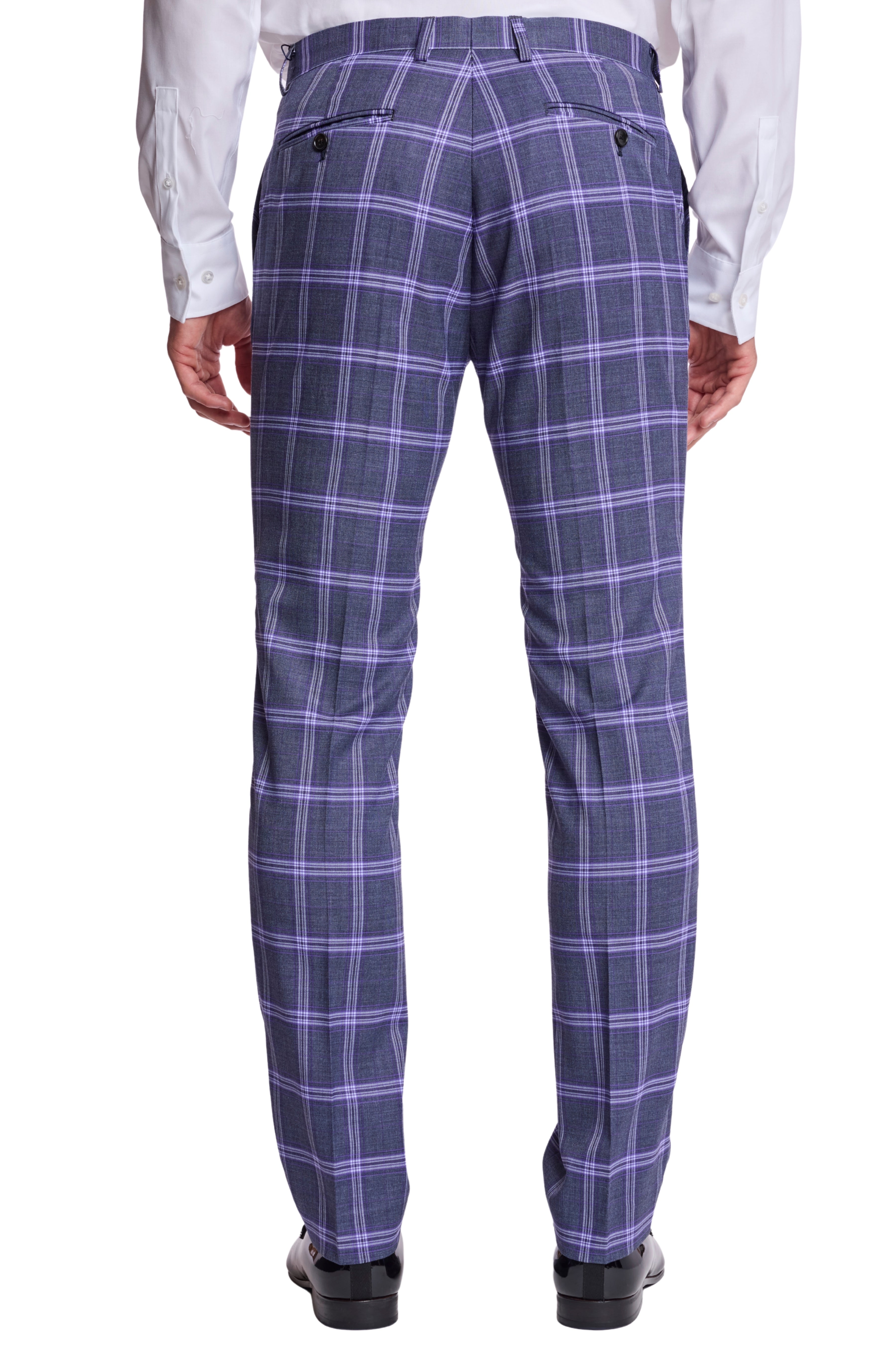 Downing Pants - slim - Purple Navy White Check