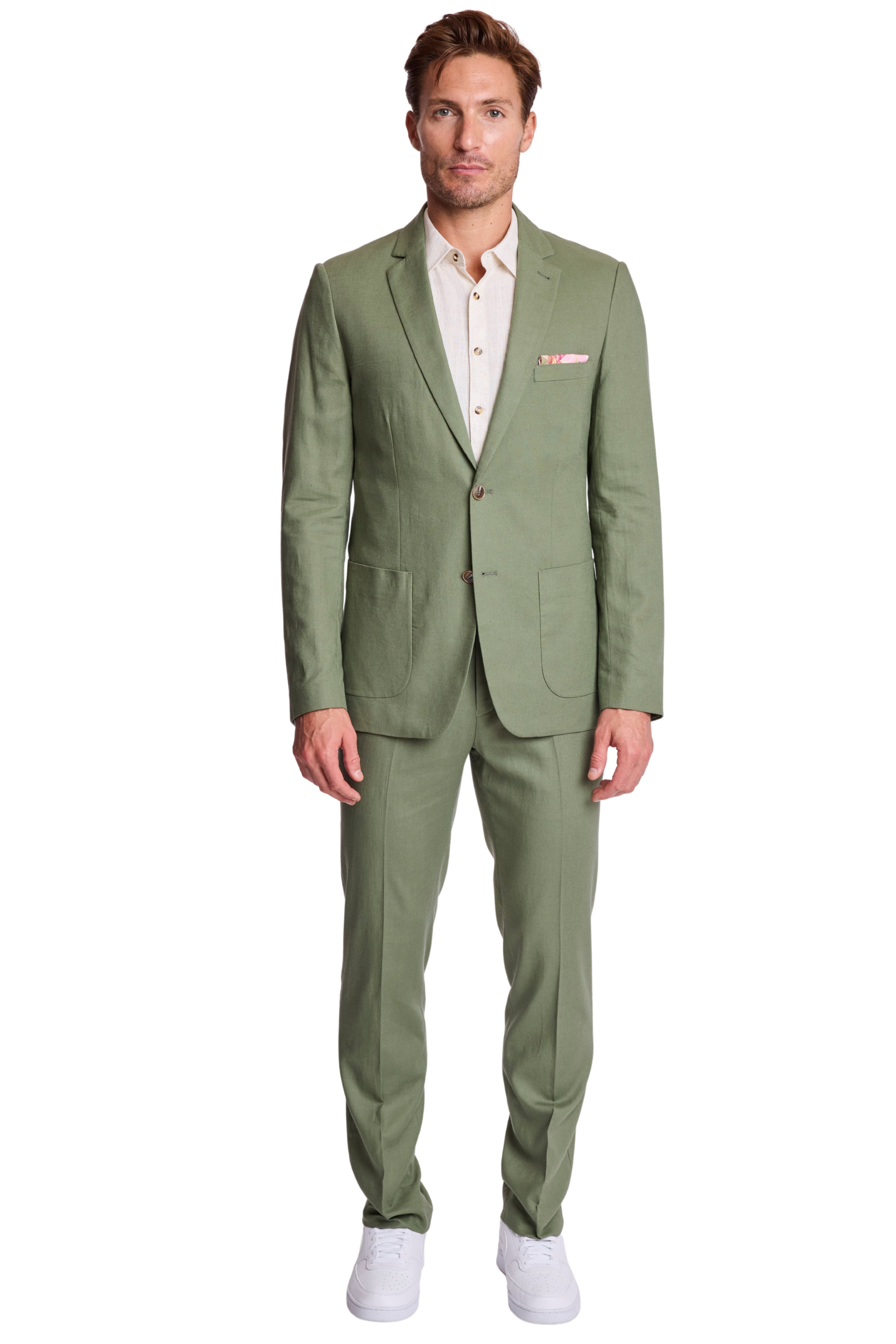 Dover Notch Jacket - slim - Olivine Green Linen