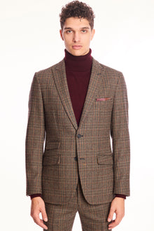 Ashton Peak Jacket - slim - Teal Burgundy Brown Plaid