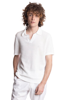  Johnny Collar Polo - White Chenille