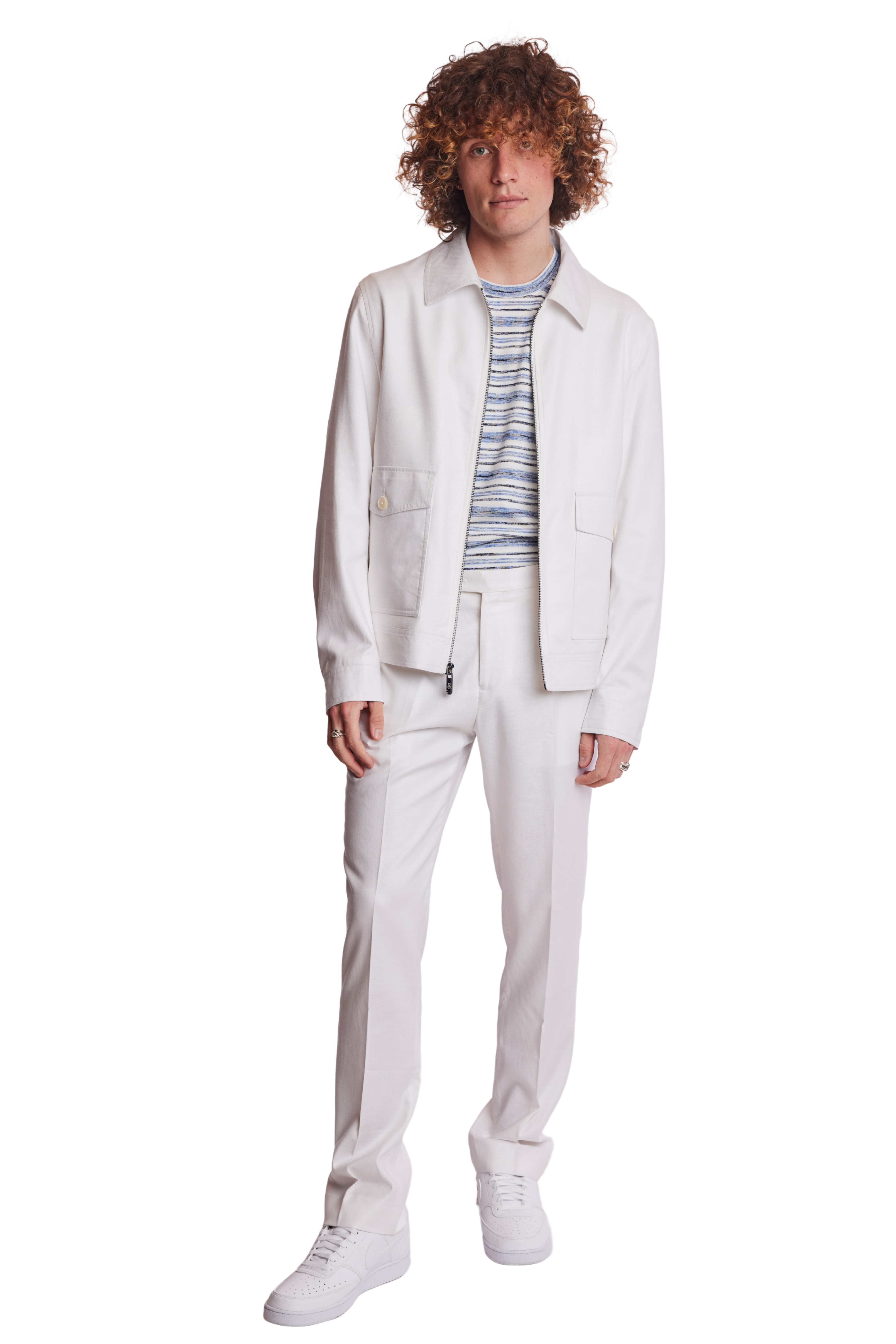 Milo Bomber Jacket - slim - White Linen